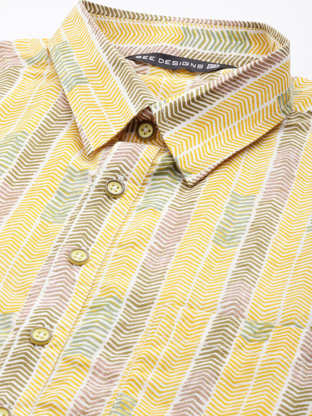Men Yellow Regular Pure Cotton Pathani Printed Men'S Kurta - Image 2