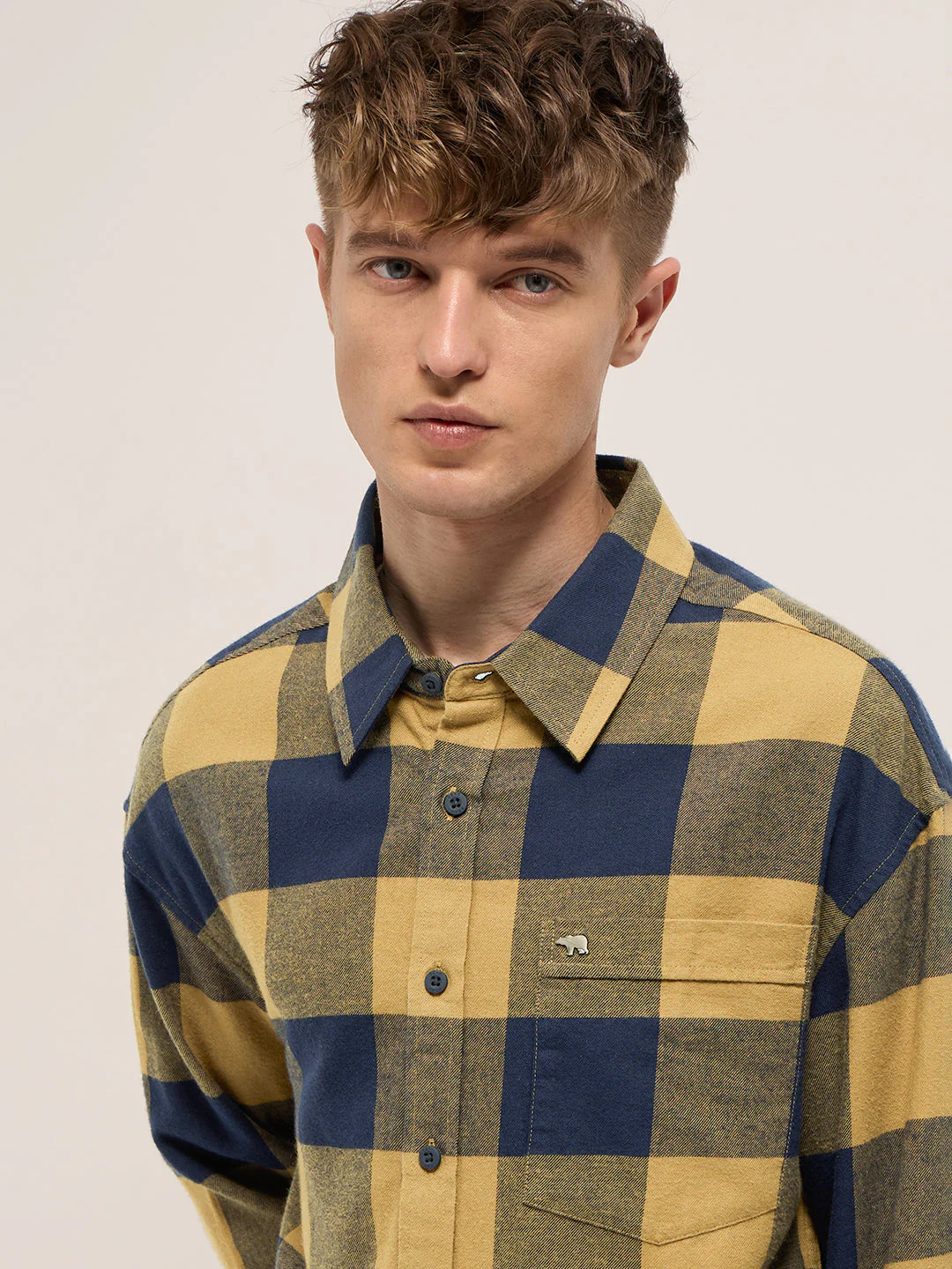 Men Yellow Relax Fit Overshirt - Image 5