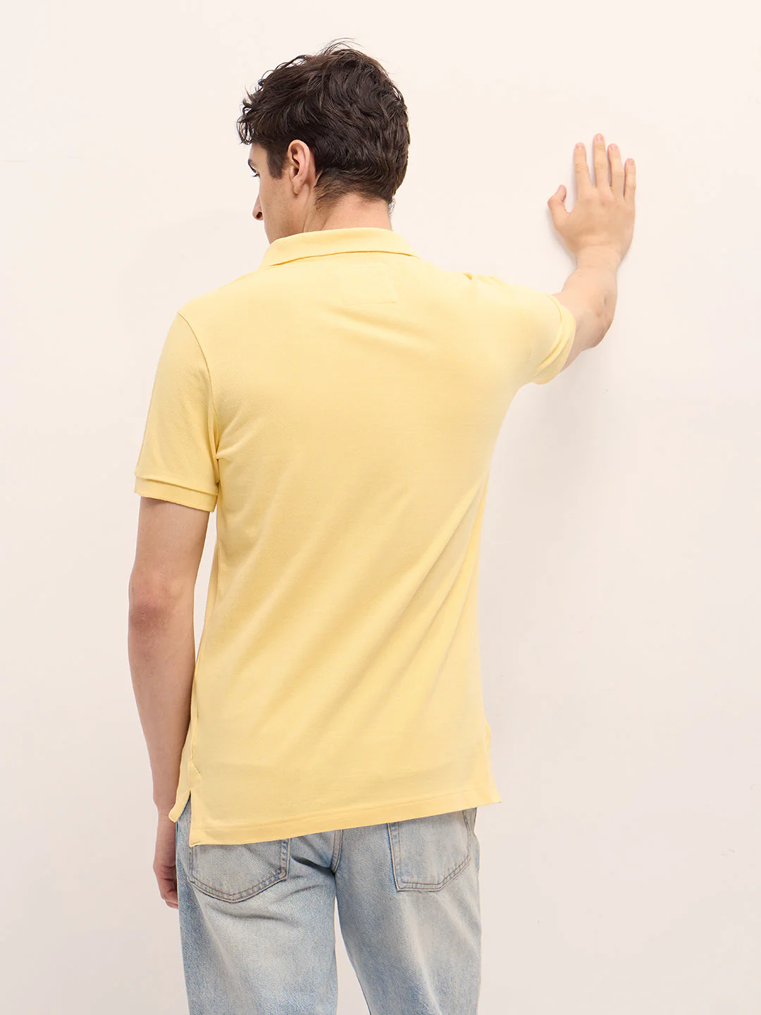 Men Yellow Solid Regular Fit Polo - Image 2