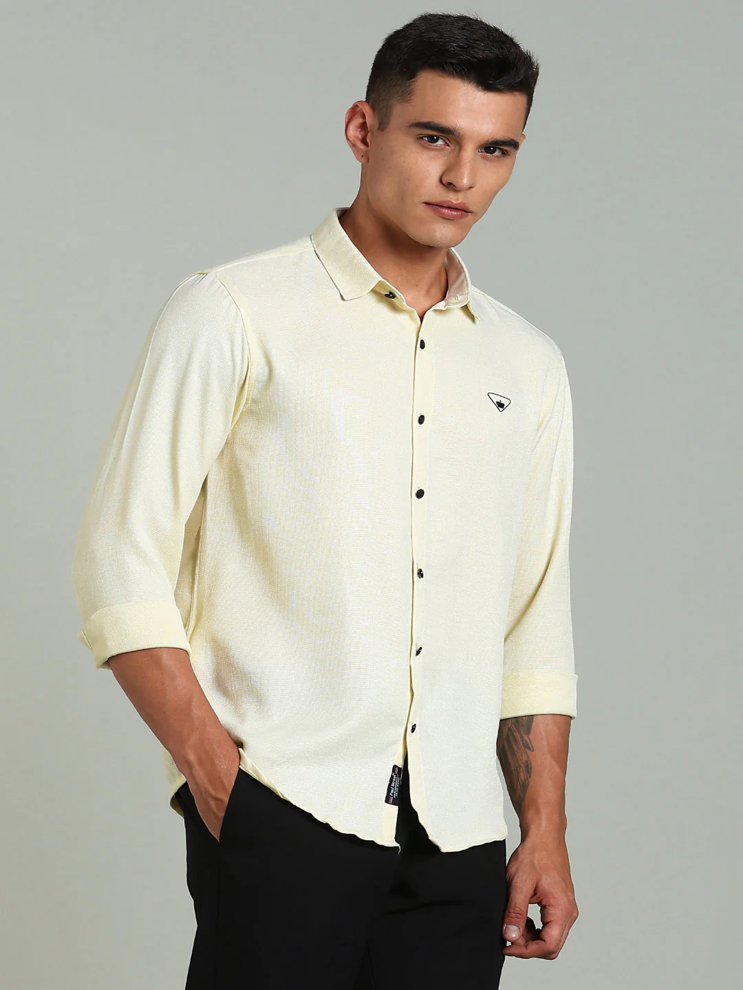 Men Yellow Striv Solid Shirt - Image 3