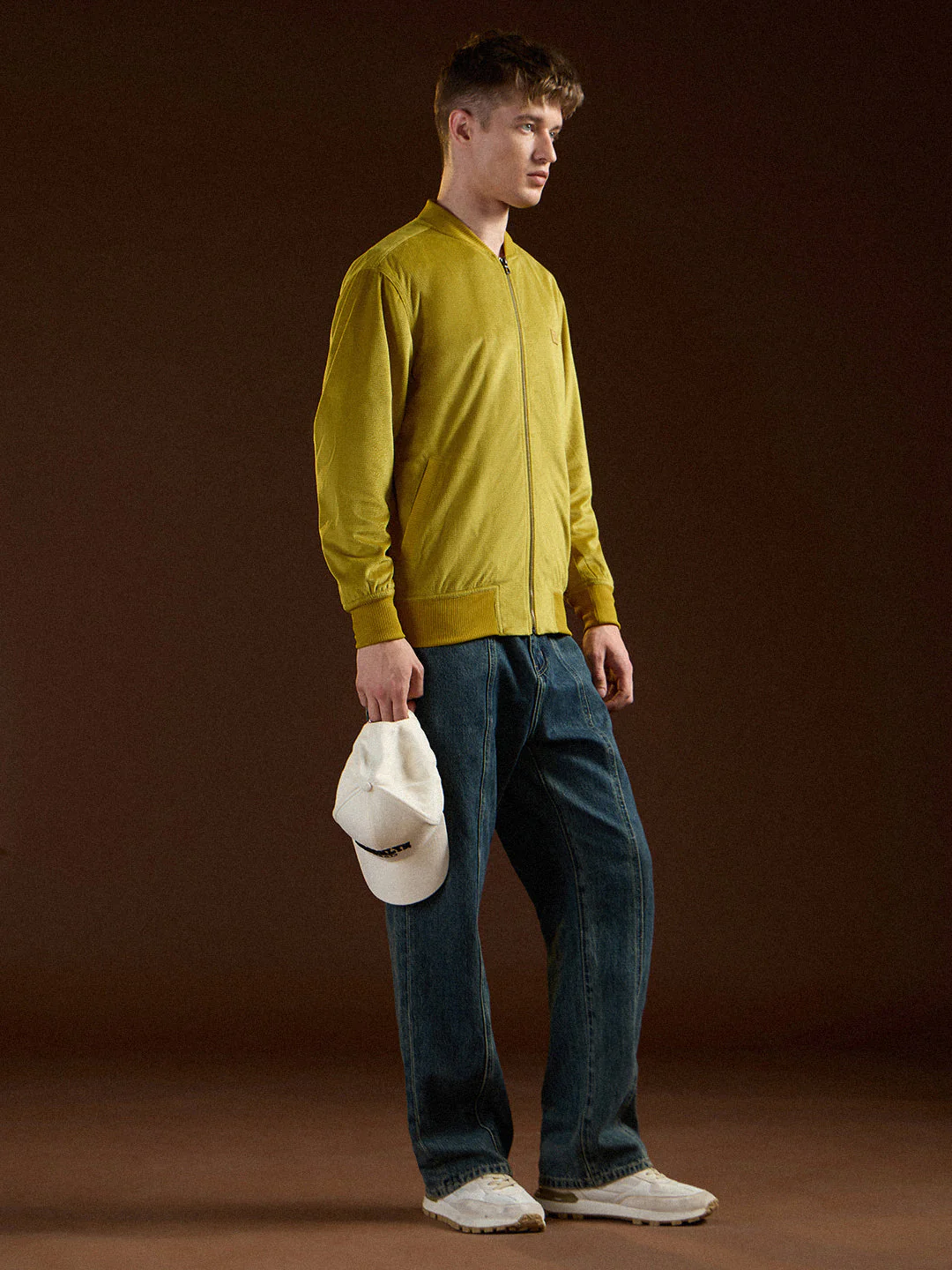 Men Yellow Textured Design Regular Fit Casual Jacket - Image 3