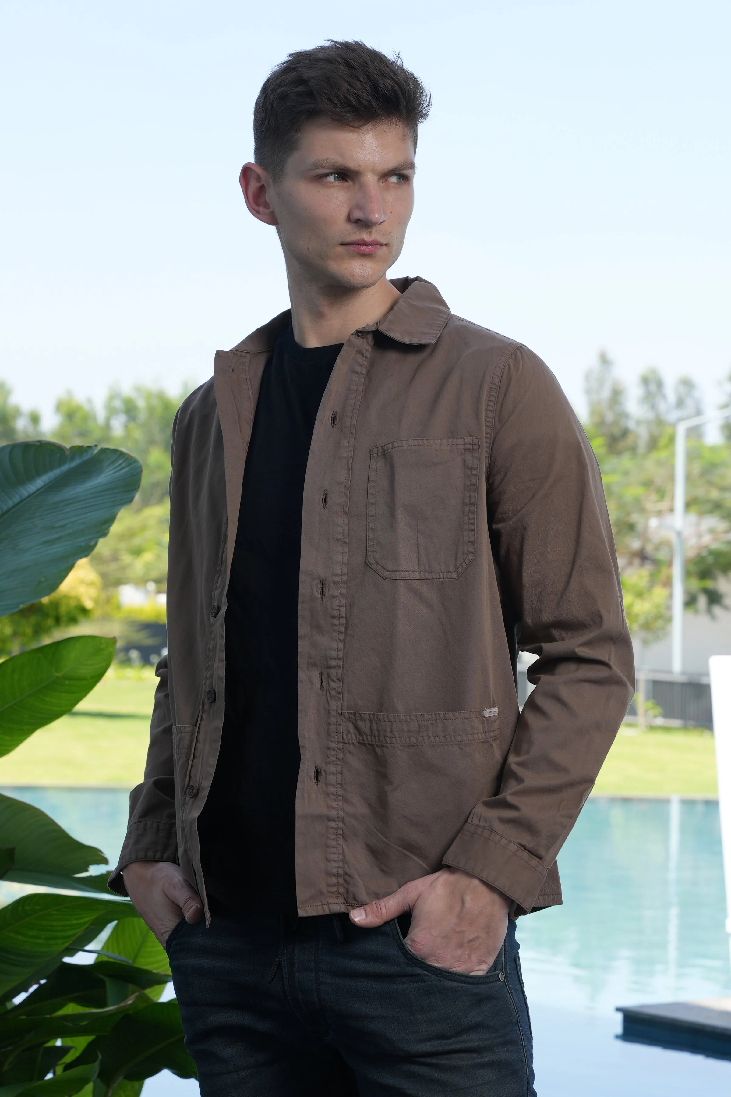 Men Zander Twill Overshirt Khaki Kick - Image 2