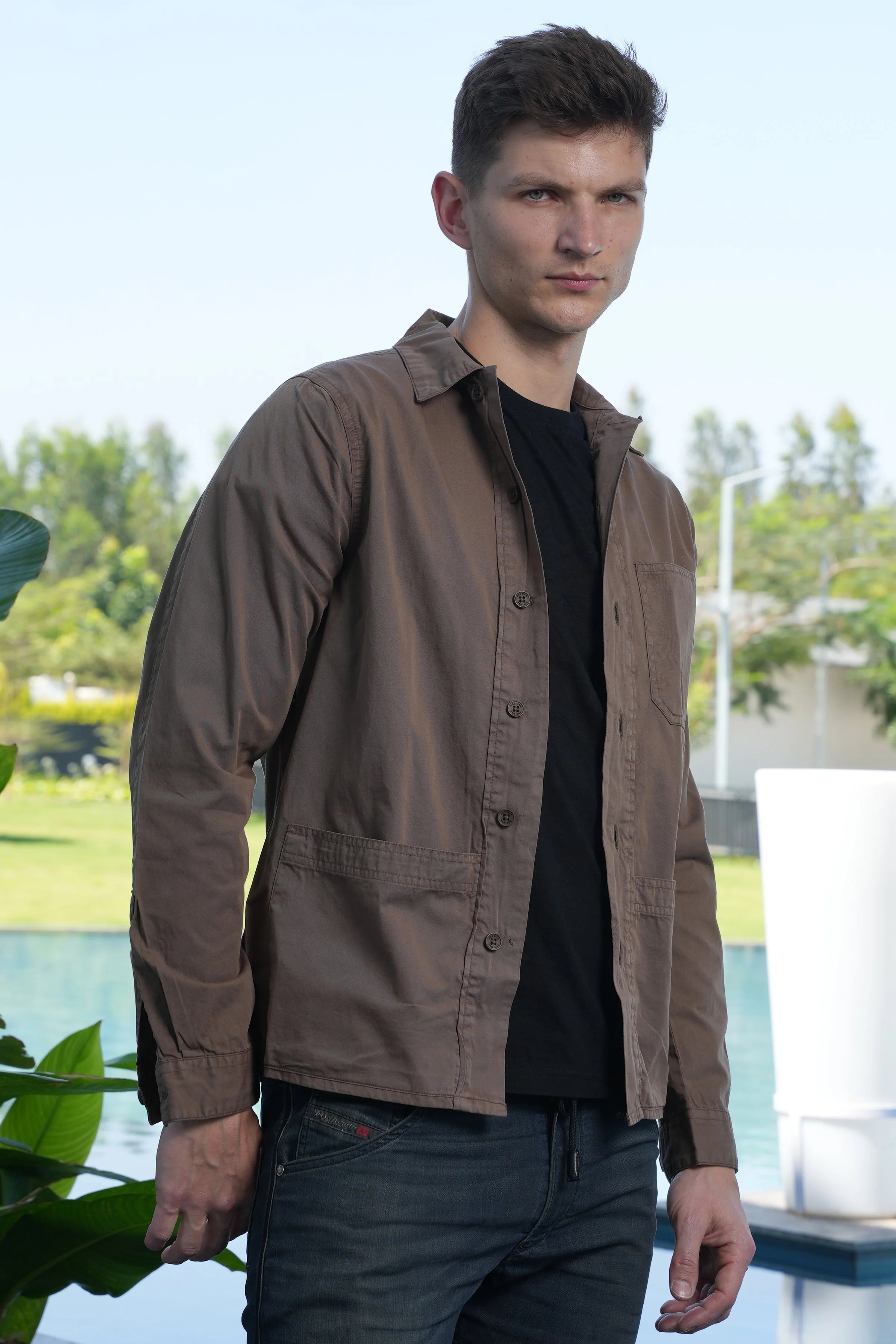 Men Zander Twill Overshirt Khaki Kick - Image 3