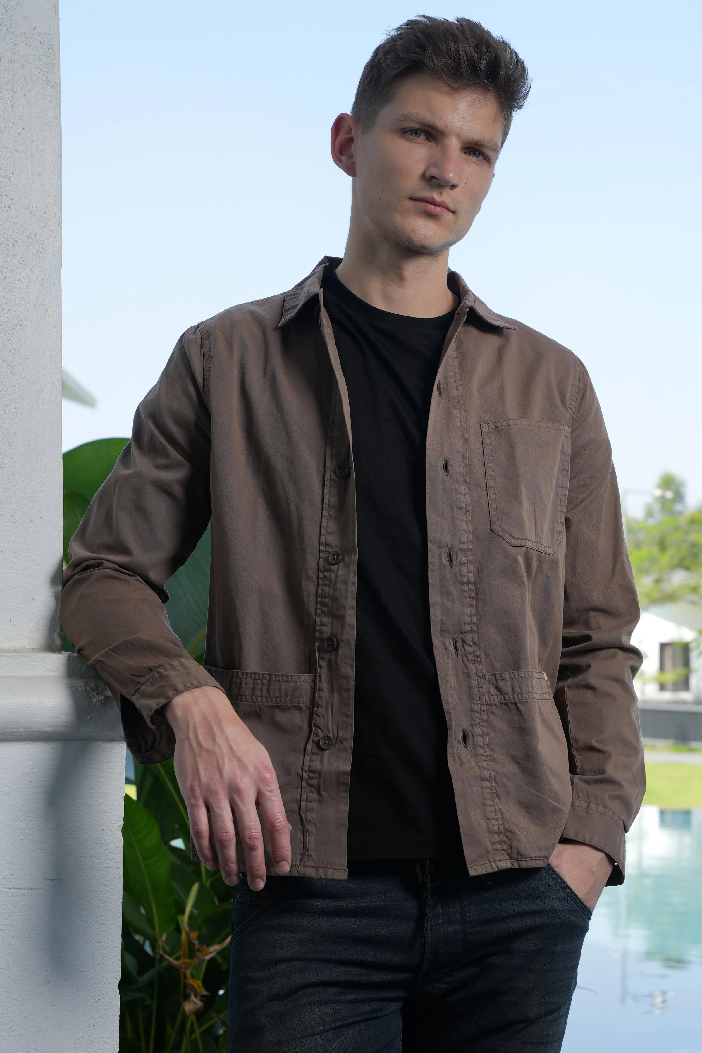 Men Zander Twill Overshirt Khaki Kick - Image 4
