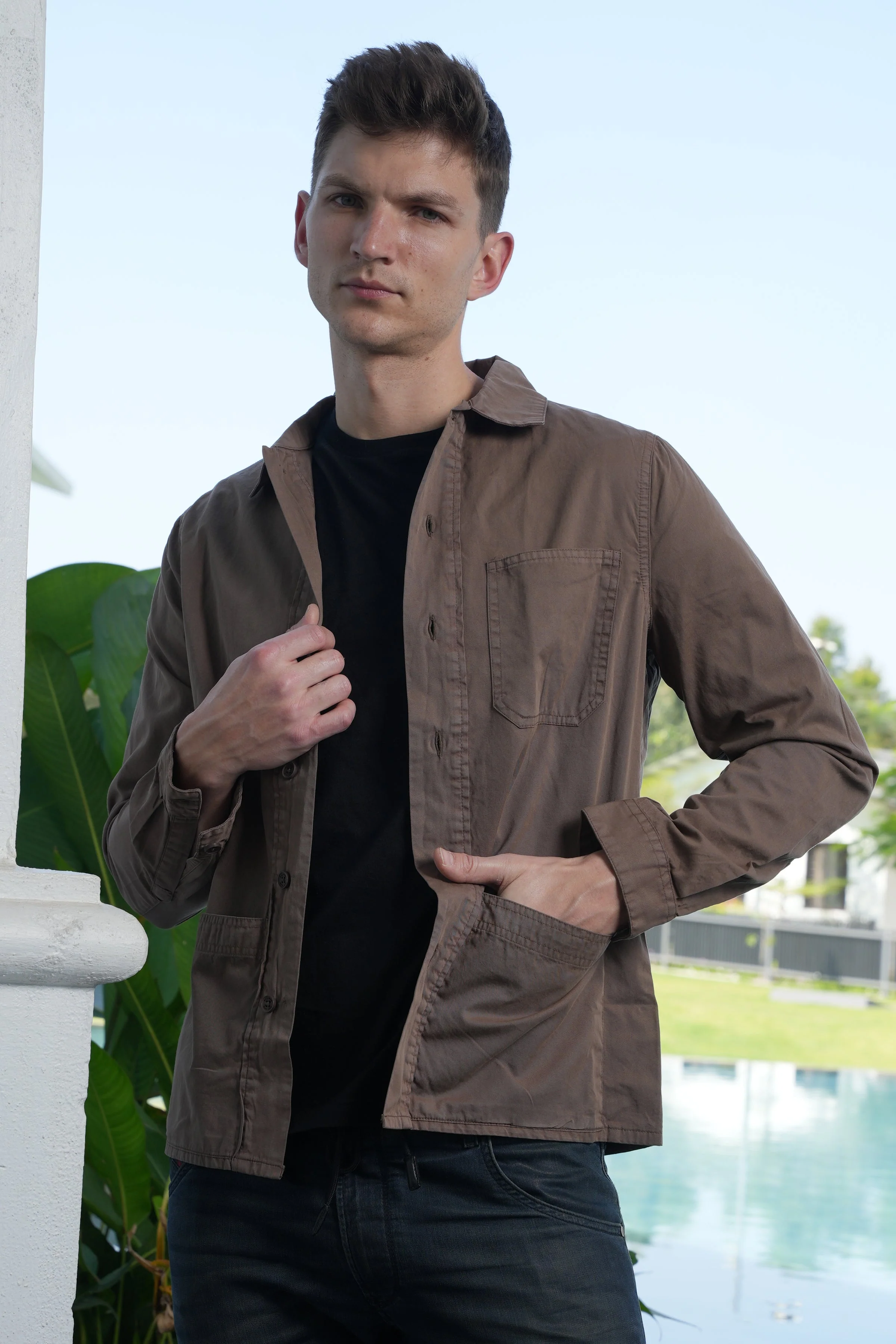 Men Zander Twill Overshirt Khaki Kick - Image 5