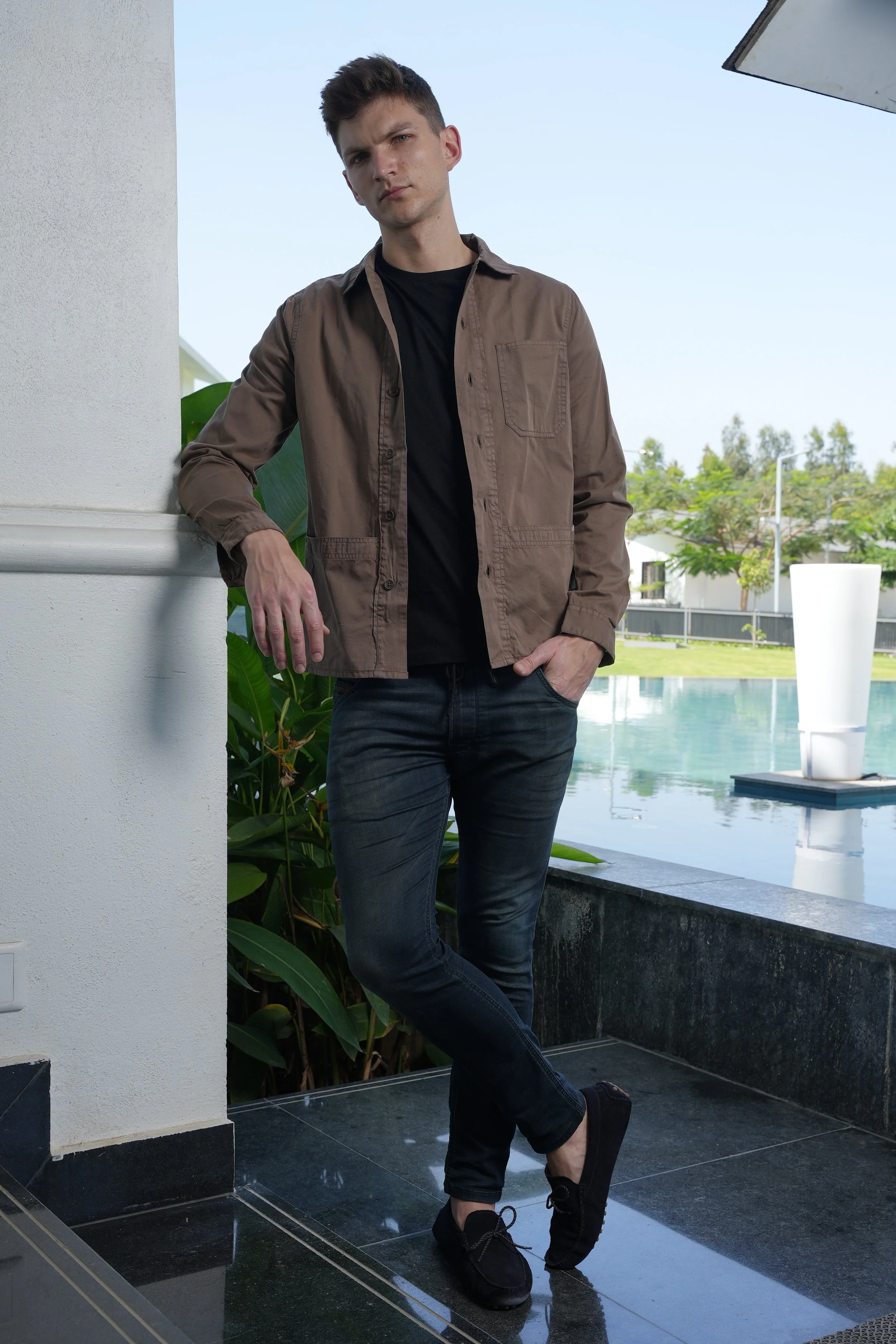 Men Zander Twill Overshirt Khaki Kick - Image 6