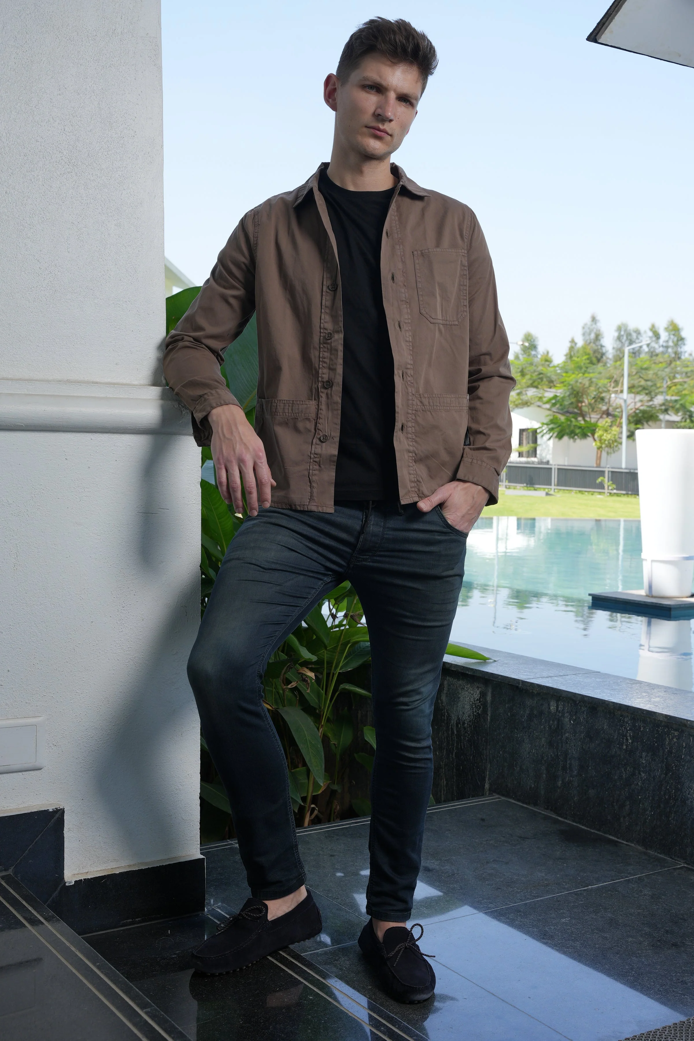Men Zander Twill Overshirt Khaki Kick - Image 7