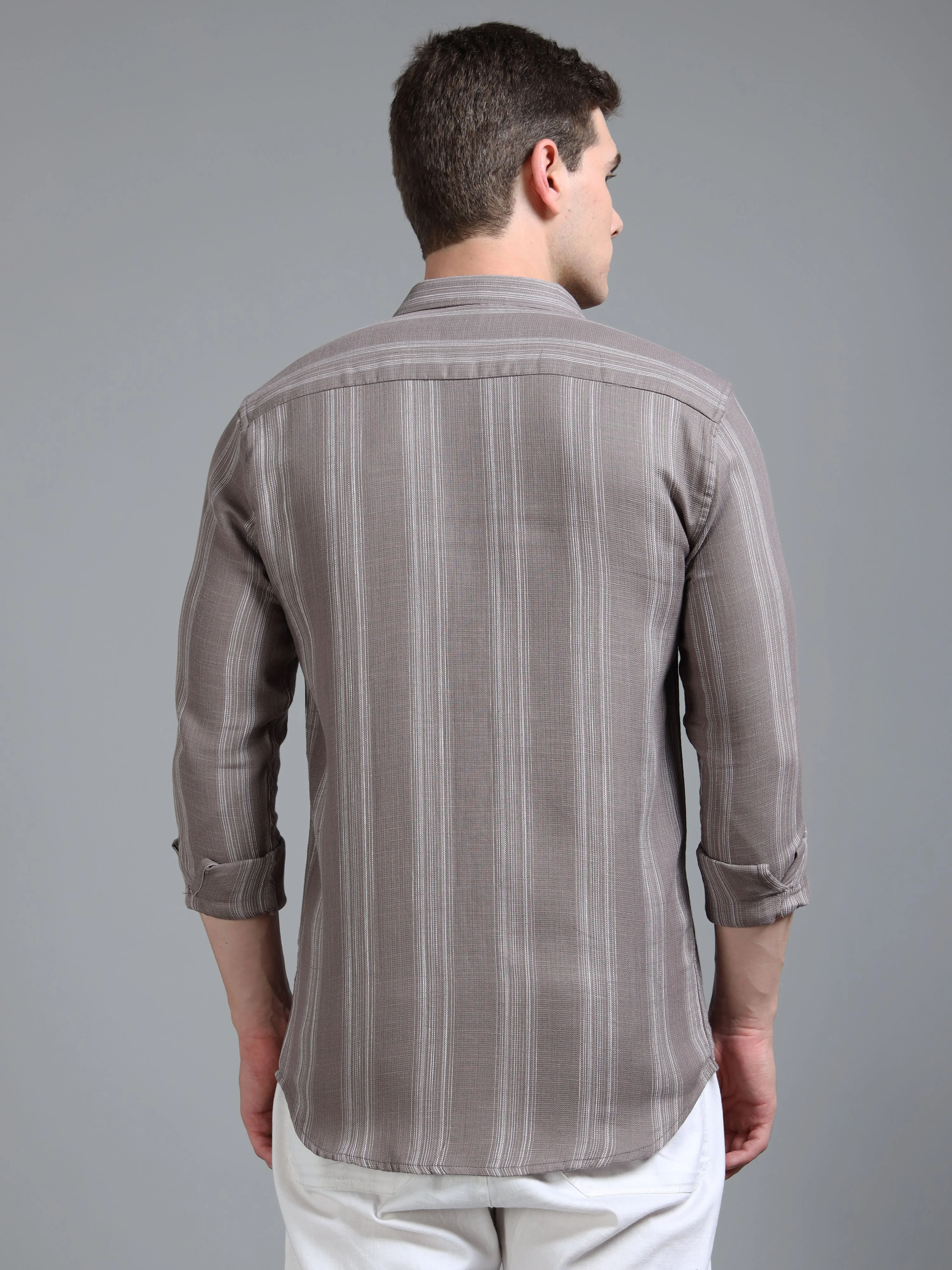 Men Zane Brown Stripes Shirt - Image 2
