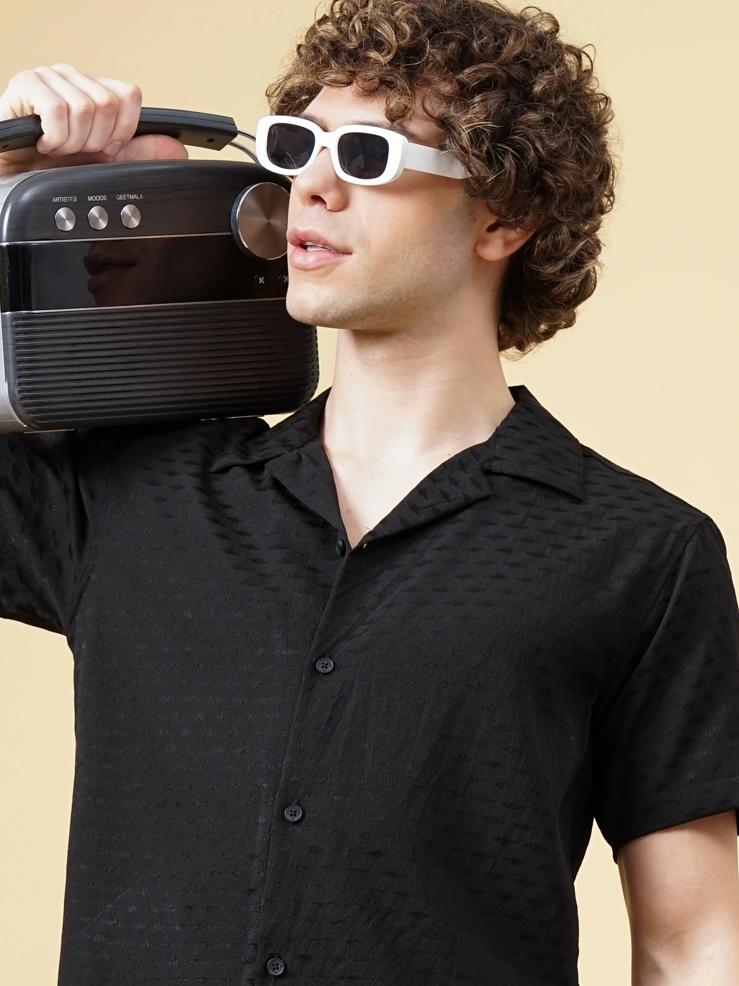 Men Zingy Bubble Black Shirt