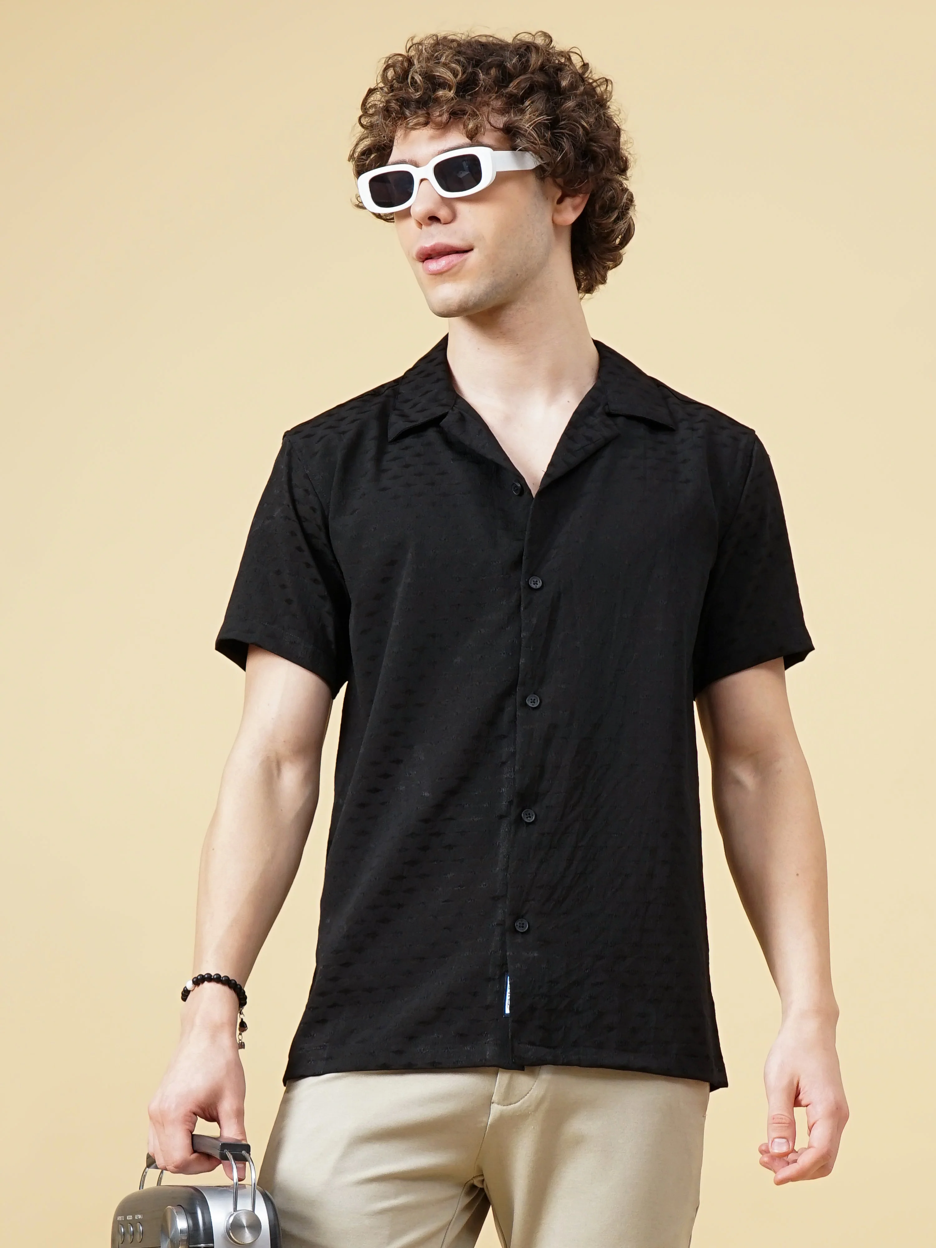 Men Zingy Bubble Black Shirt - Image 2