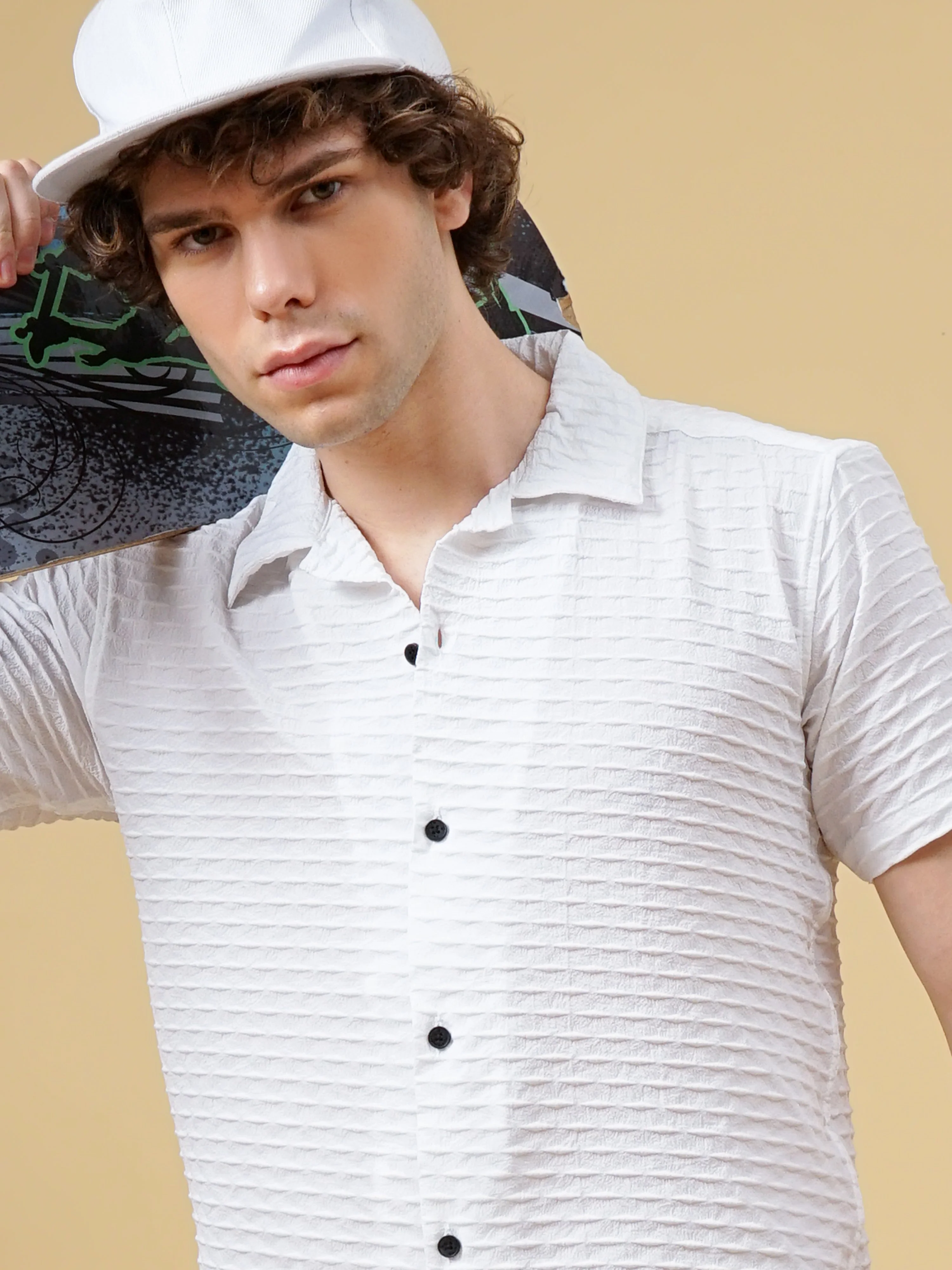 Men Zingy Bubble White Shirt