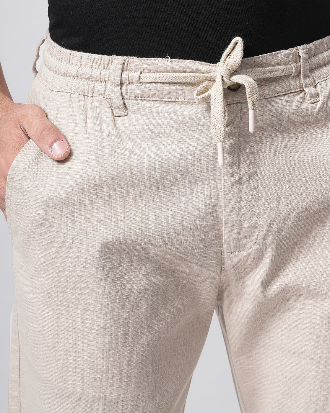 Men Beige Trousers - Image 2