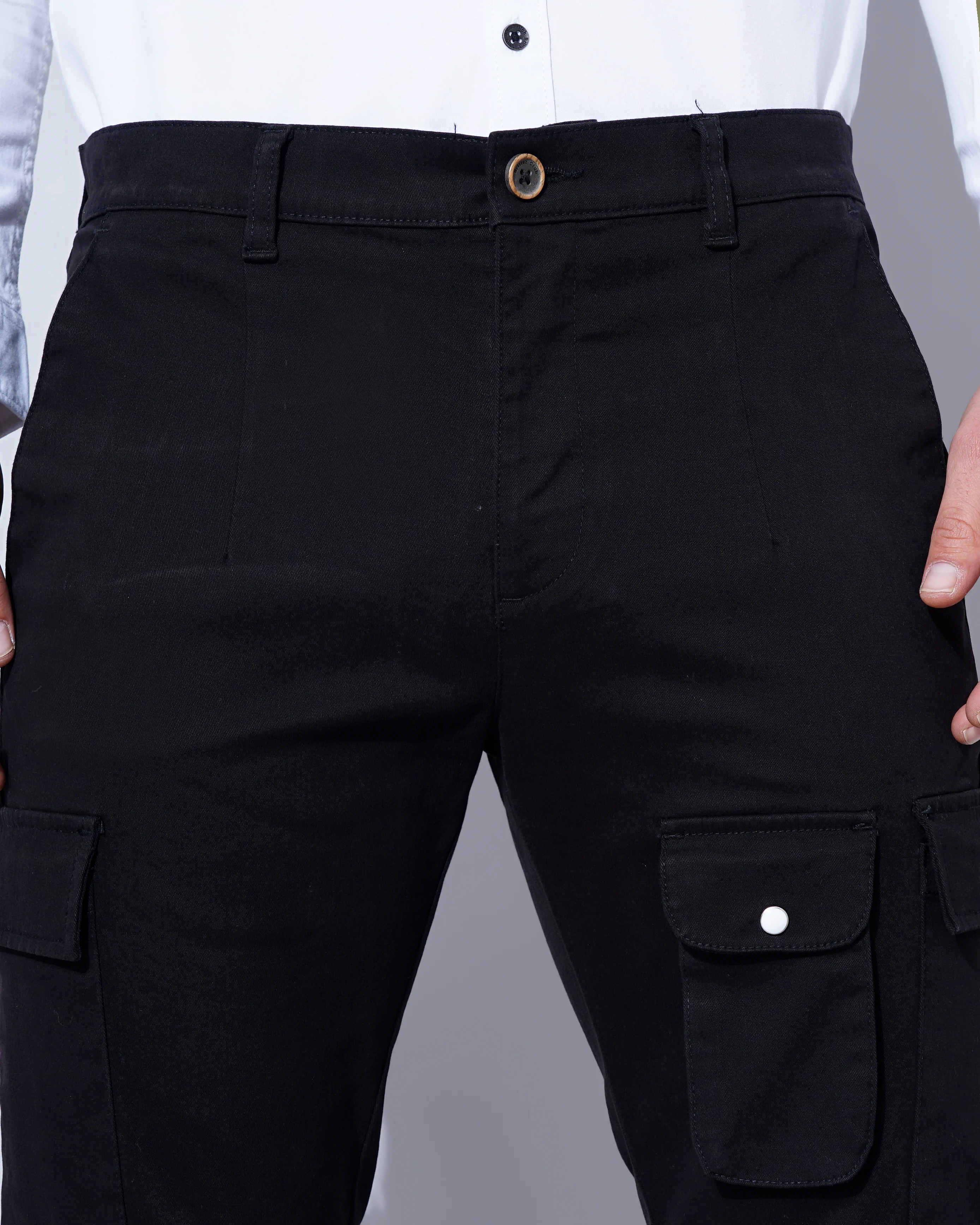 Men Black Cargo Pants - Image 2