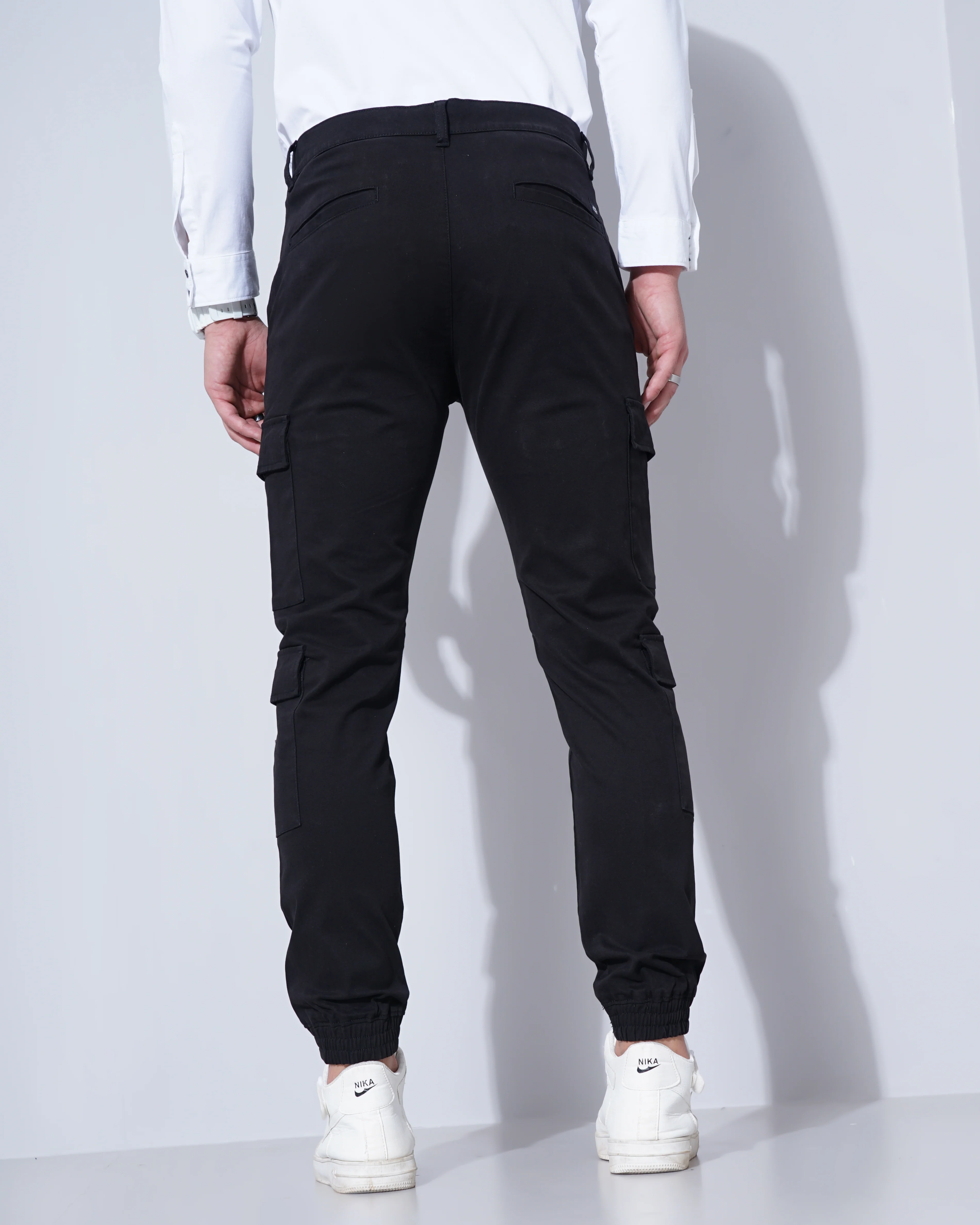 Men Black Cargo Pants - Image 3
