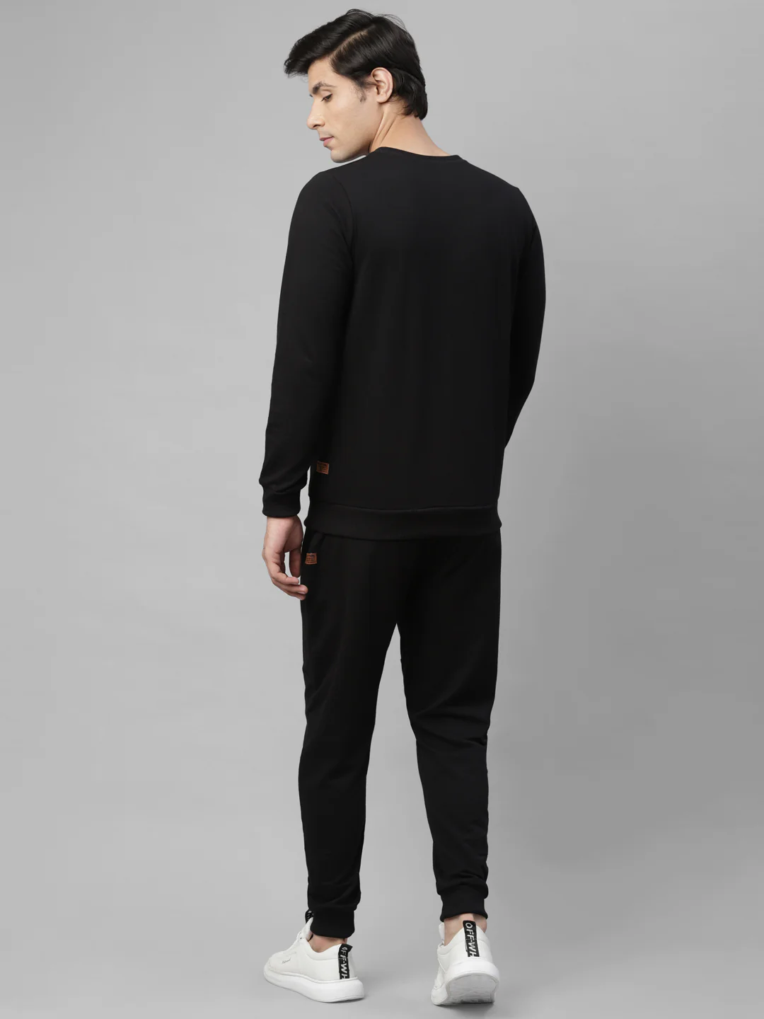 Men Black Round Neck Terry Track Suit - Image 3