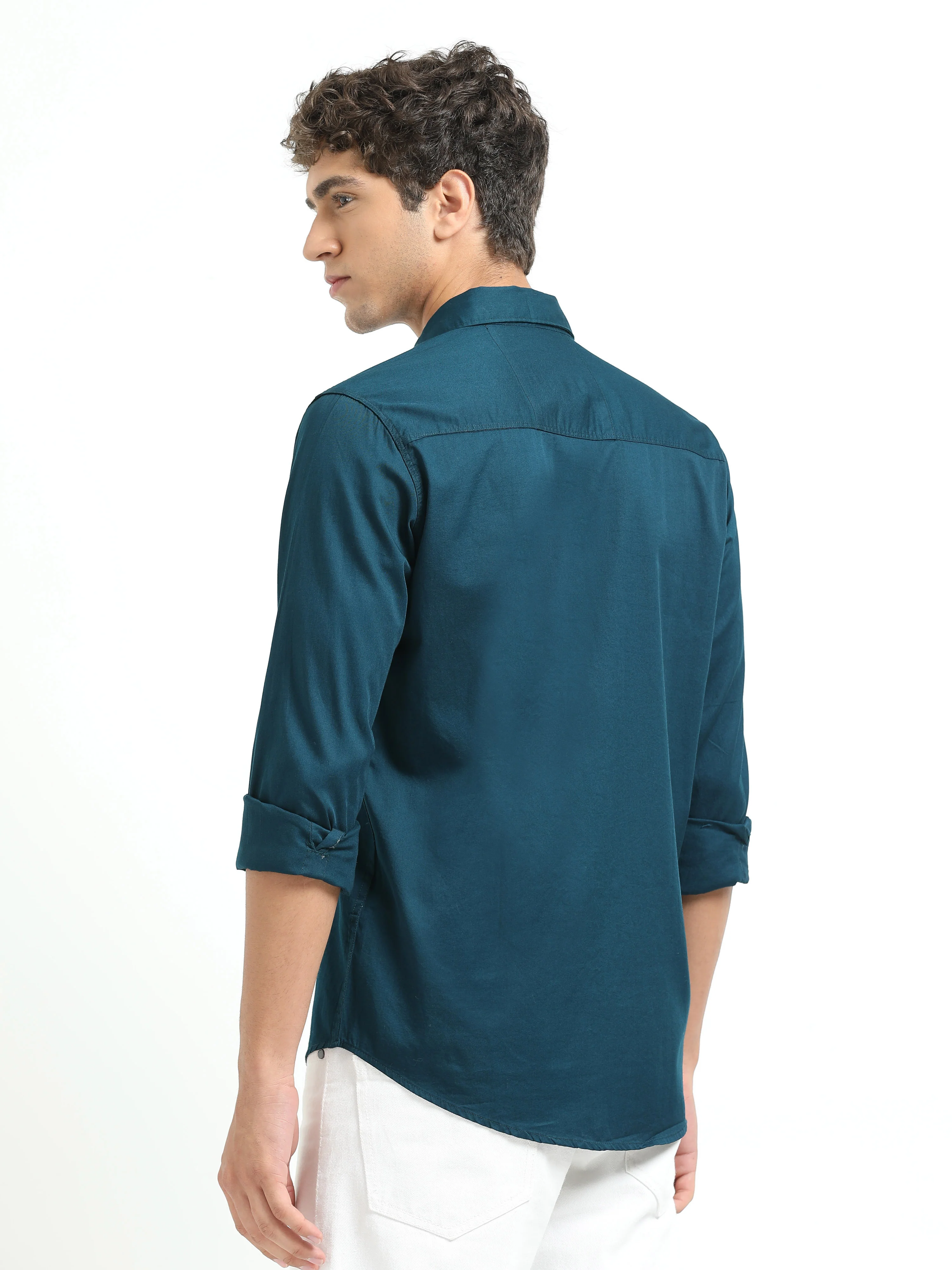 Men Blue Twill Shirt Slim Fit - Image 4