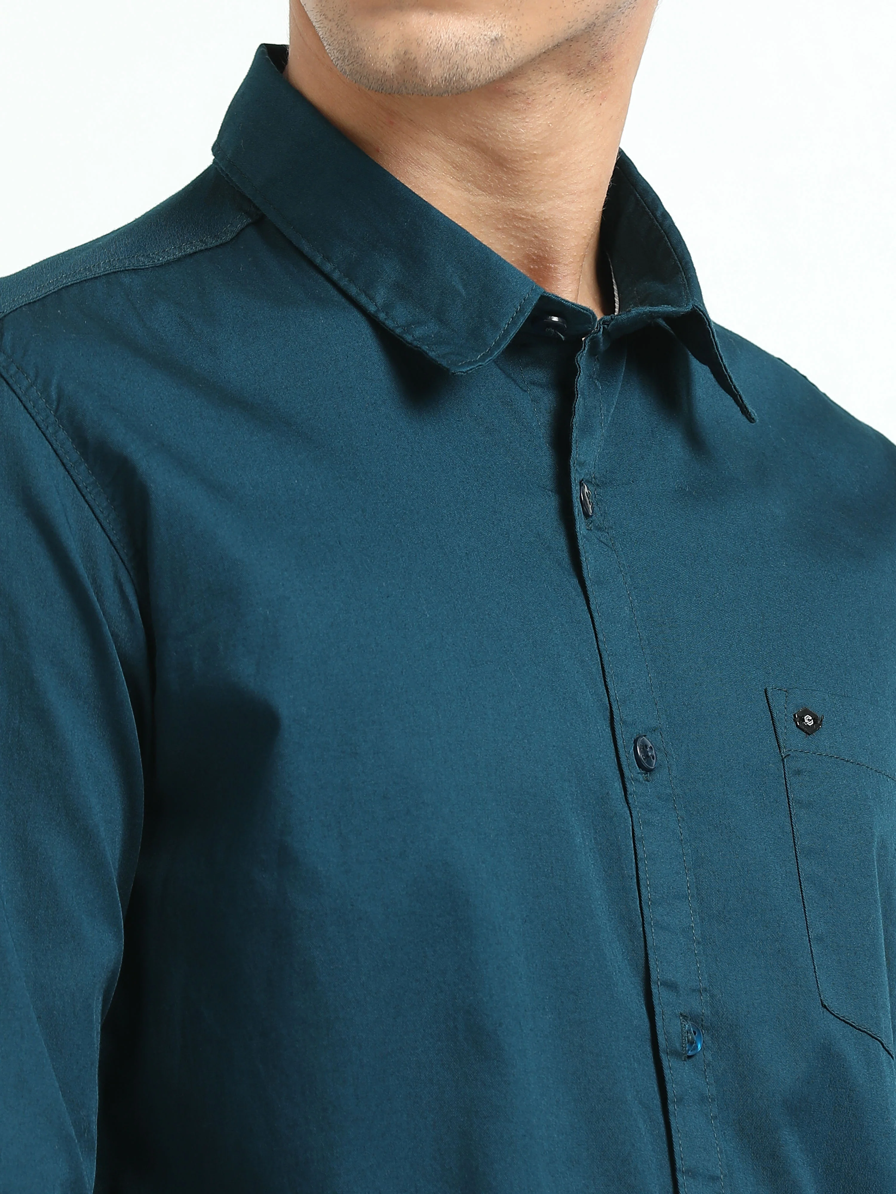 Men Blue Twill Shirt Slim Fit - Image 5