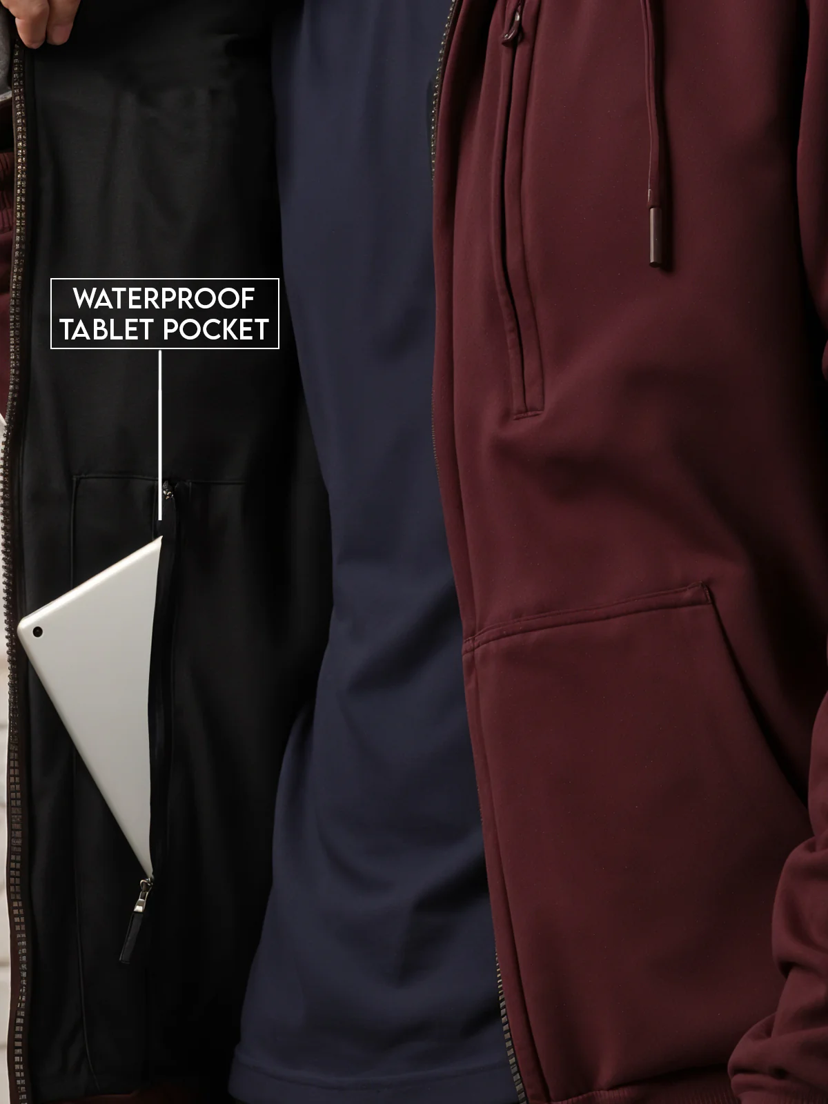 Men Maroon Utility Travel Hoodie - Image 5