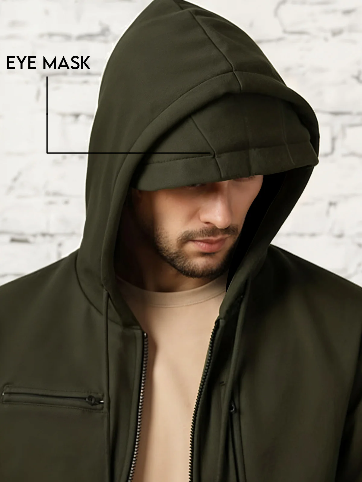 Men Olive Utility Travel Hoodie - Image 3