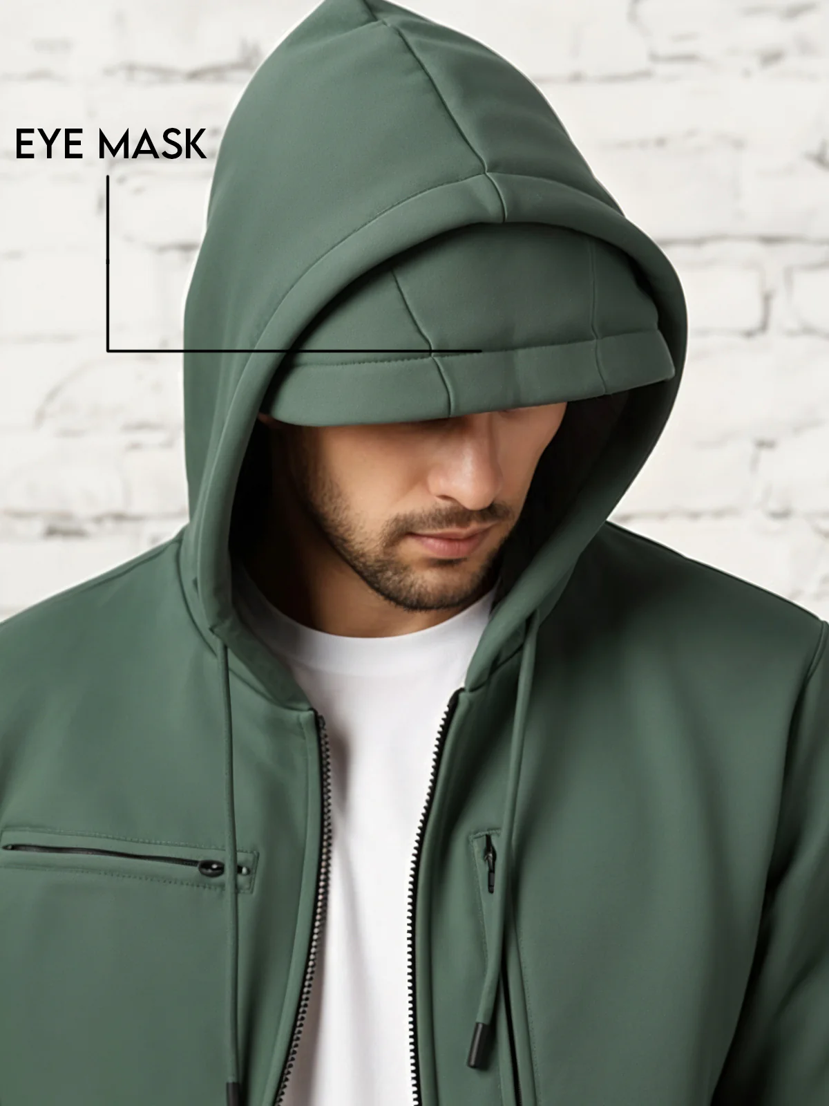 Men Green Utility Travel Hoodie - Image 3