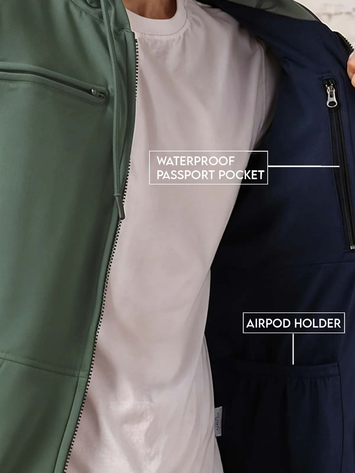 Men Green Utility Travel Hoodie - Image 4