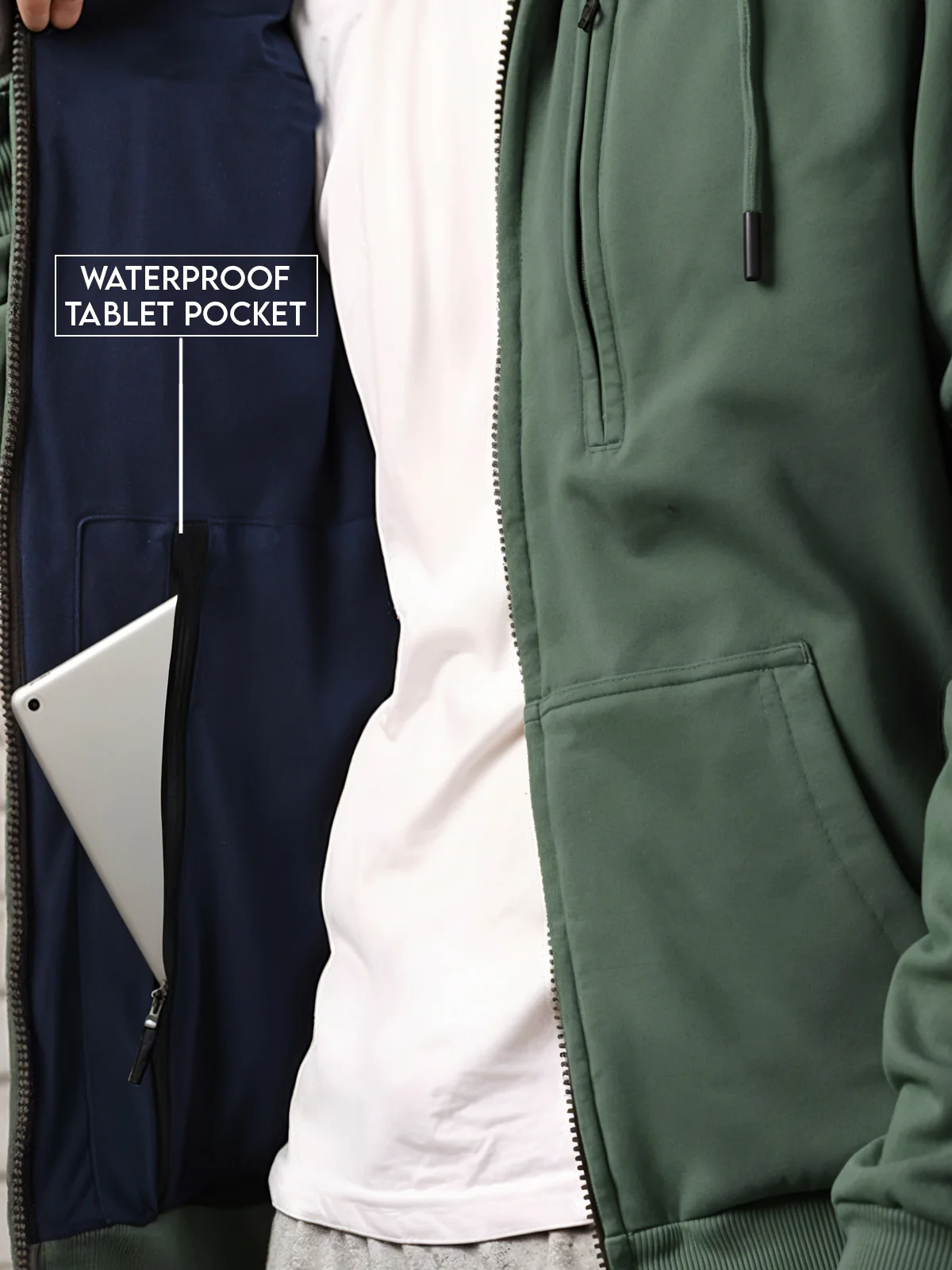 Men Green Utility Travel Hoodie - Image 5