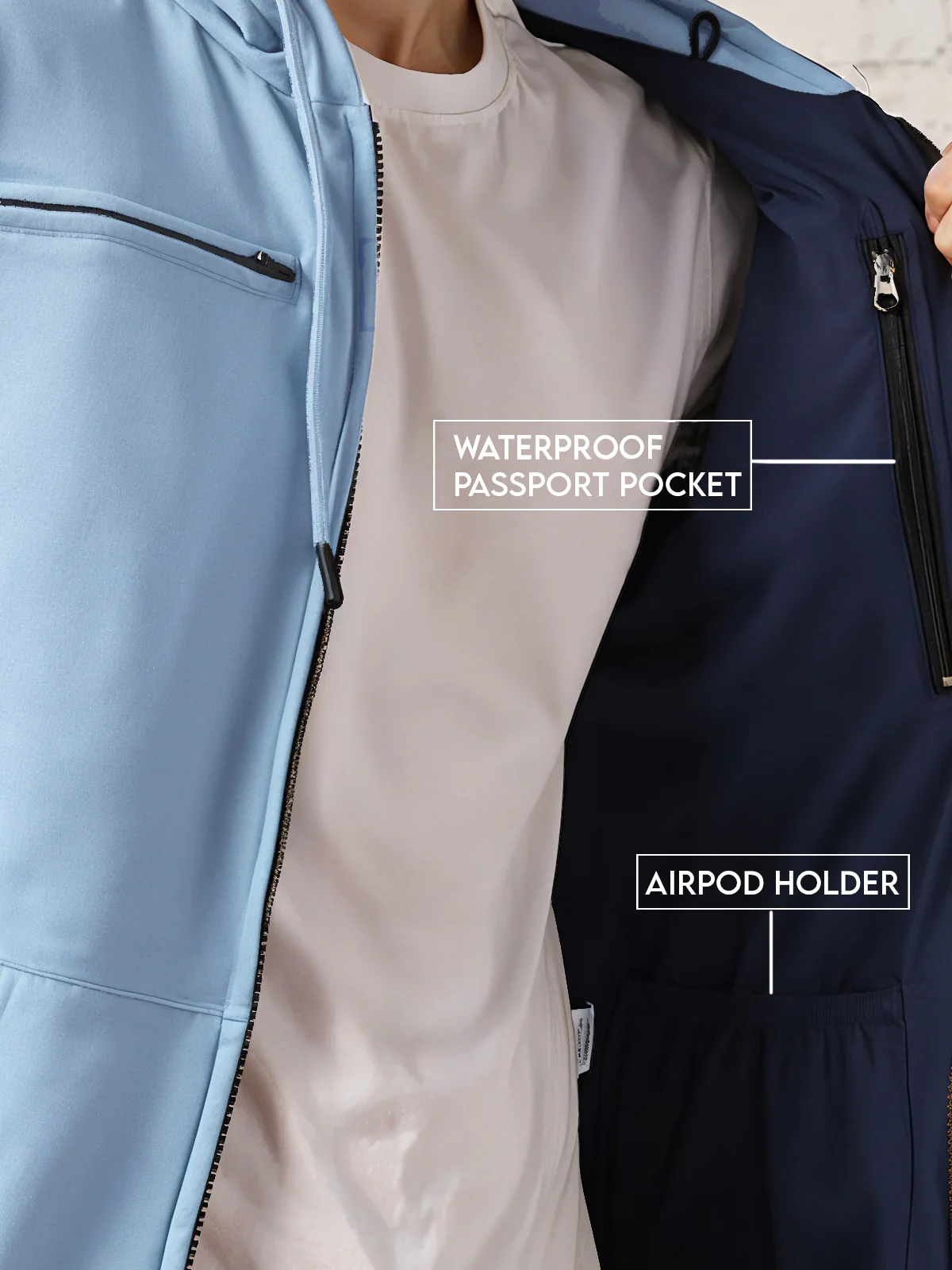 Men Blue Utility Travel Hoodie - Image 4