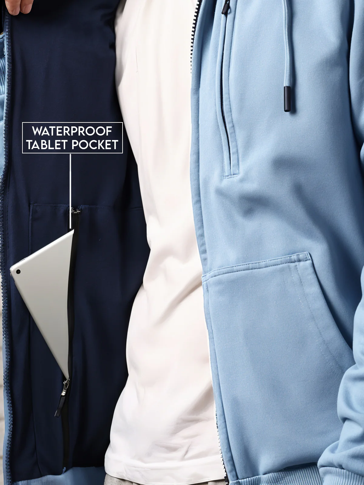 Men Blue Utility Travel Hoodie - Image 5