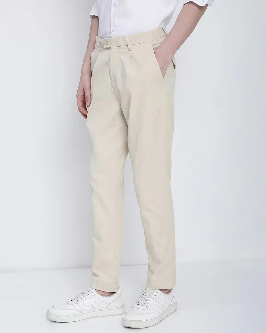 Men Cream Trousers - Image 3