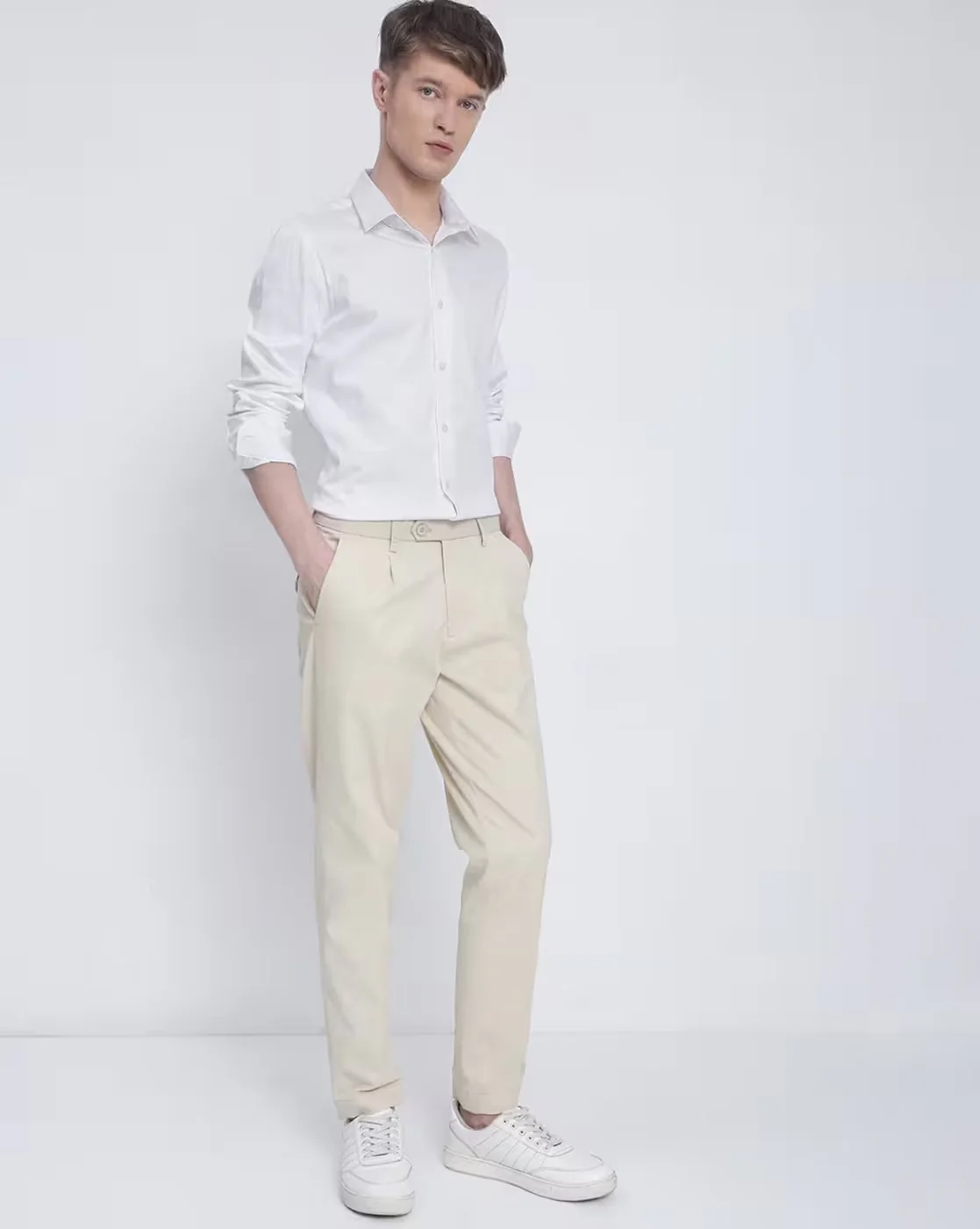 Men Cream Trousers - Image 5