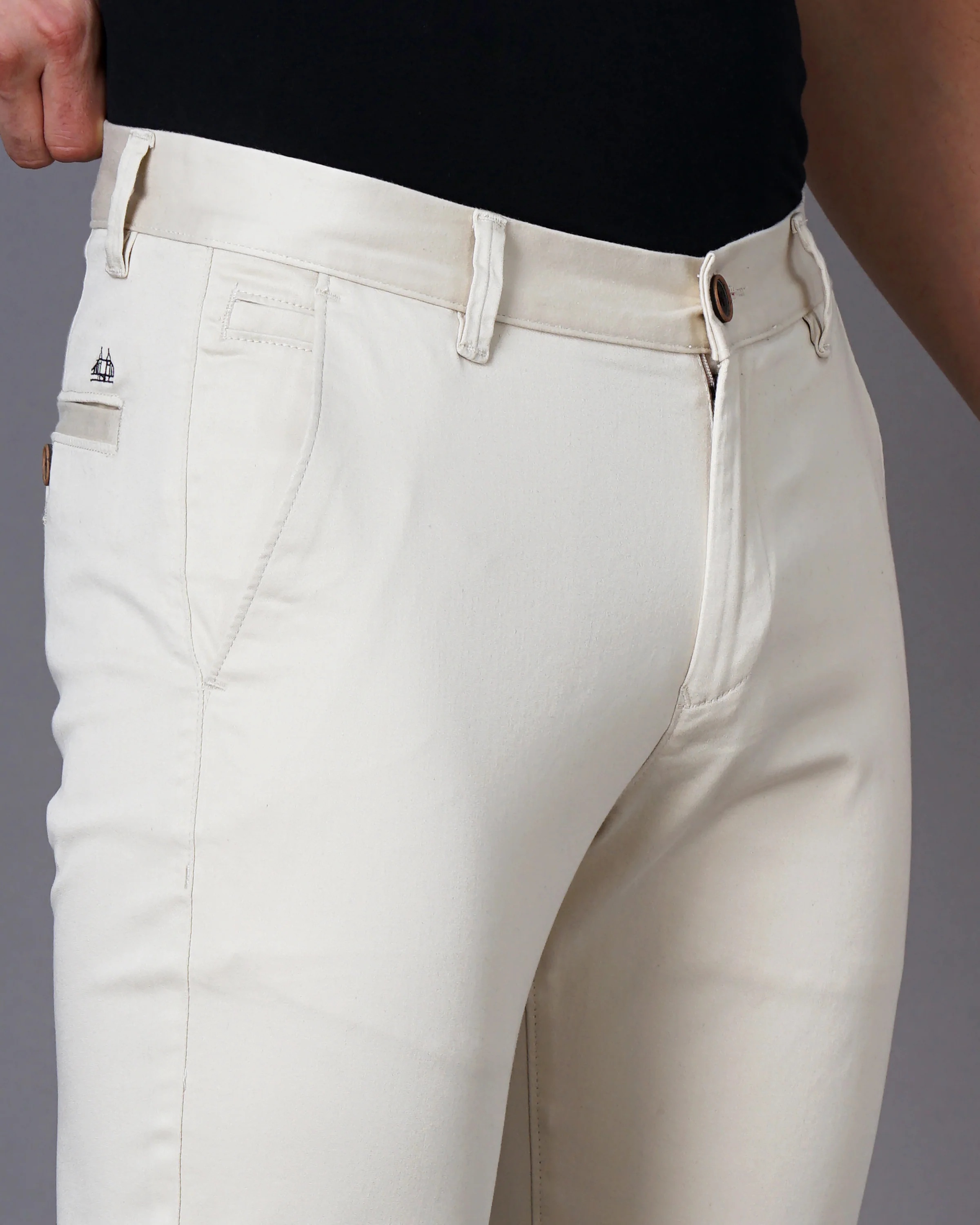 Men Cream Trousers - Image 2