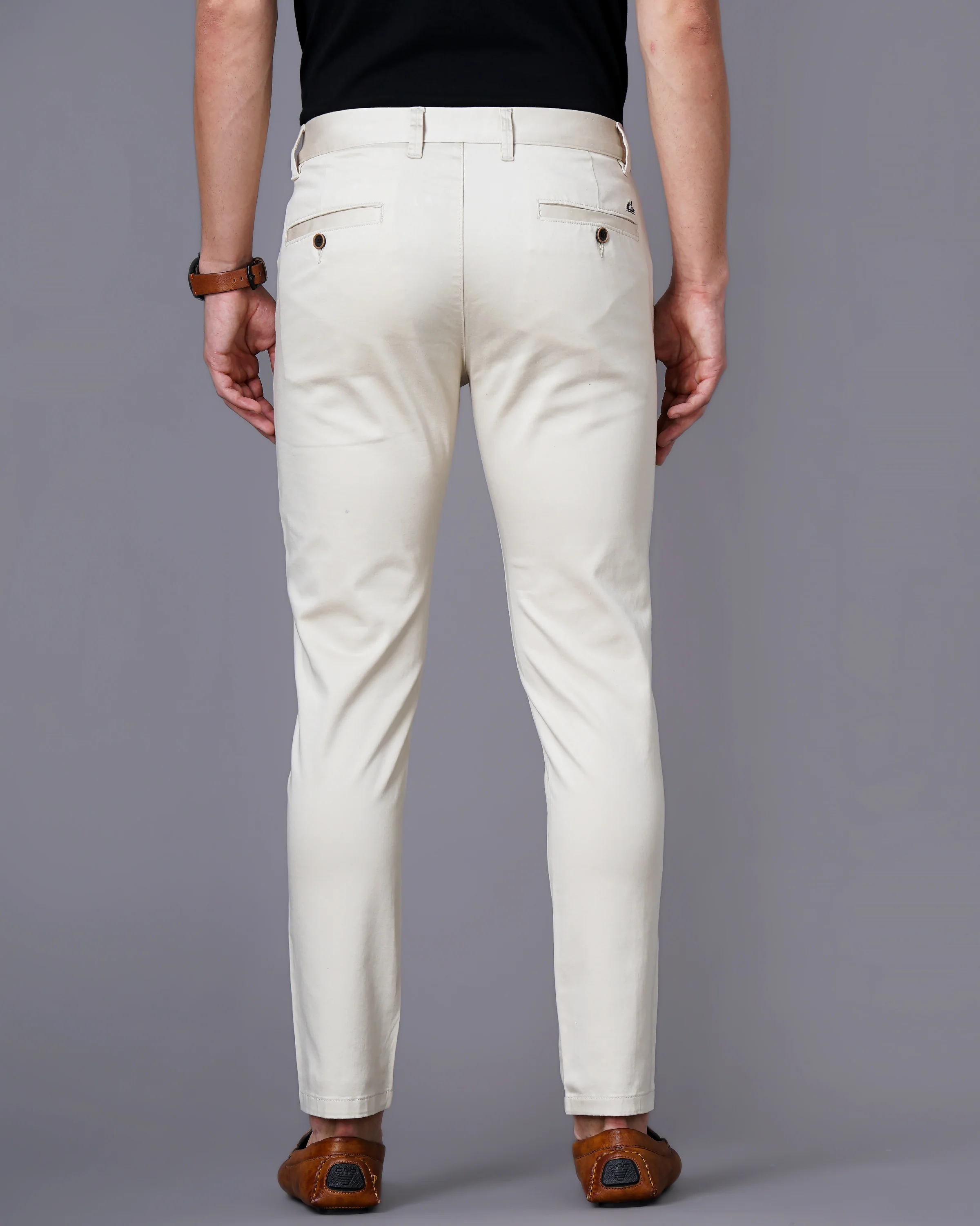 Men Cream Trousers - Image 5