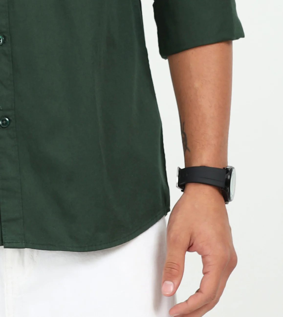 Men Dark Green Twill Shirt Slim Fit - Image 7