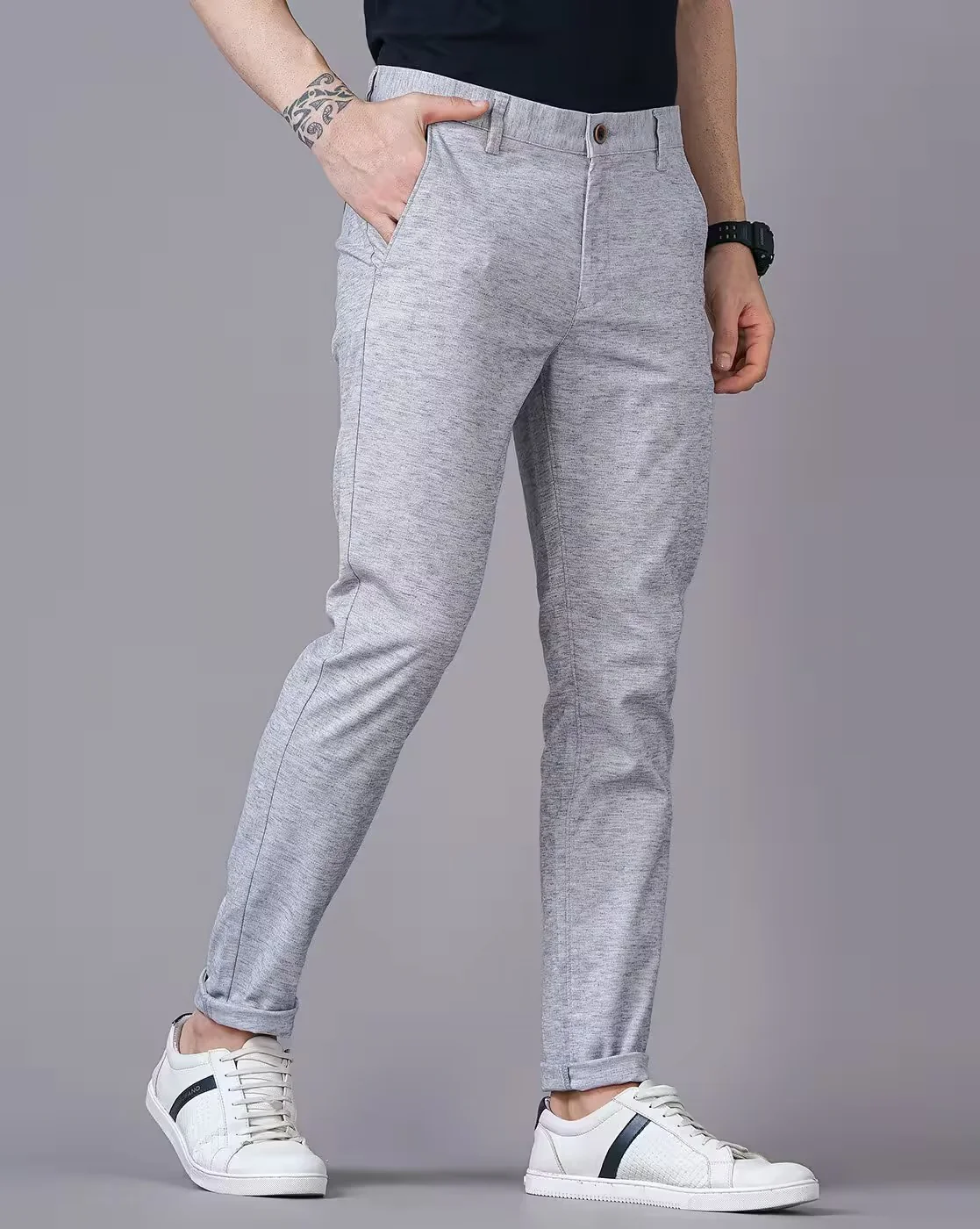 Men Grey Trousers - Image 4