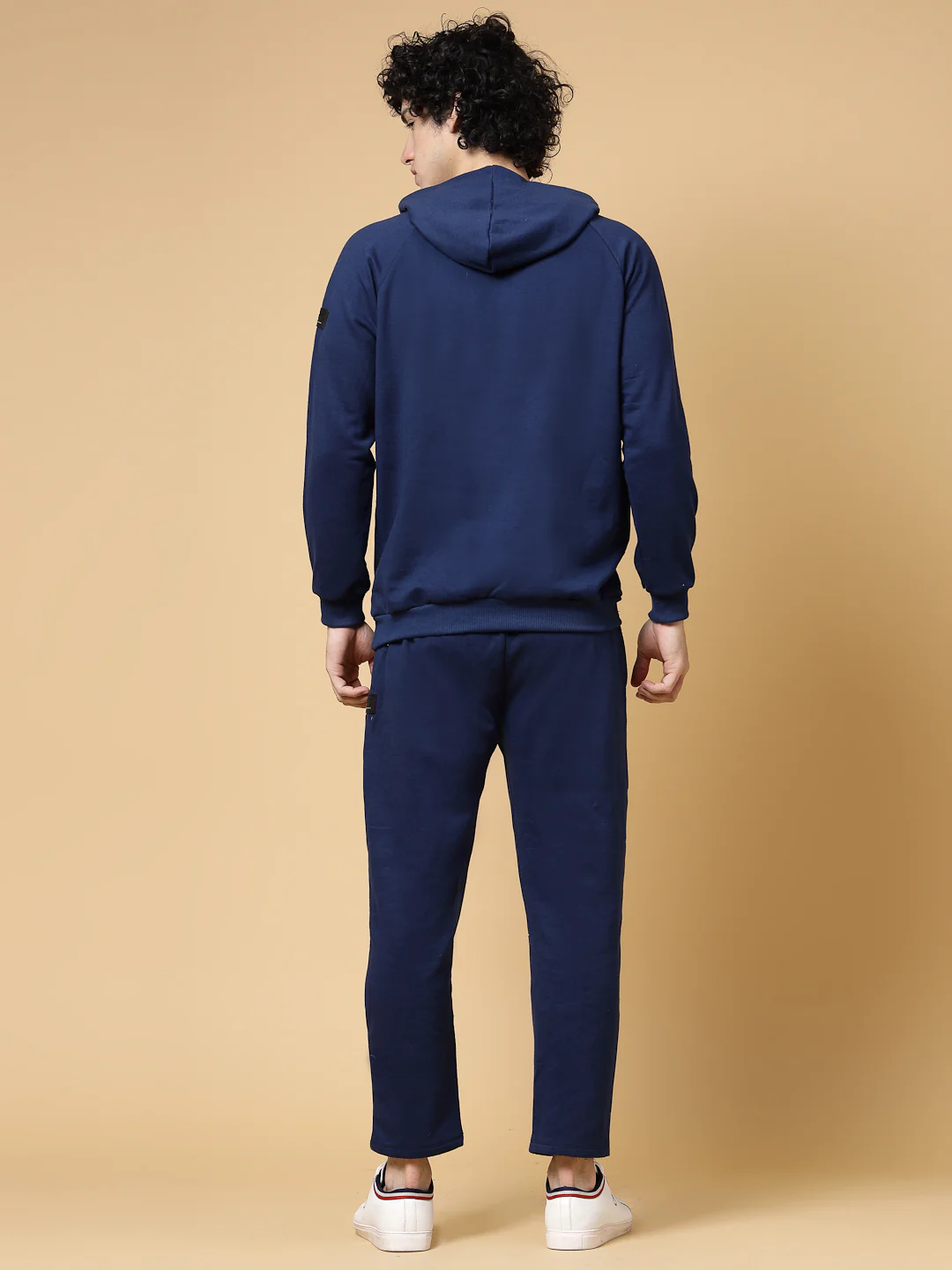 Men Ink Blue Oversized Solid Fleece Co-ords - Image 3