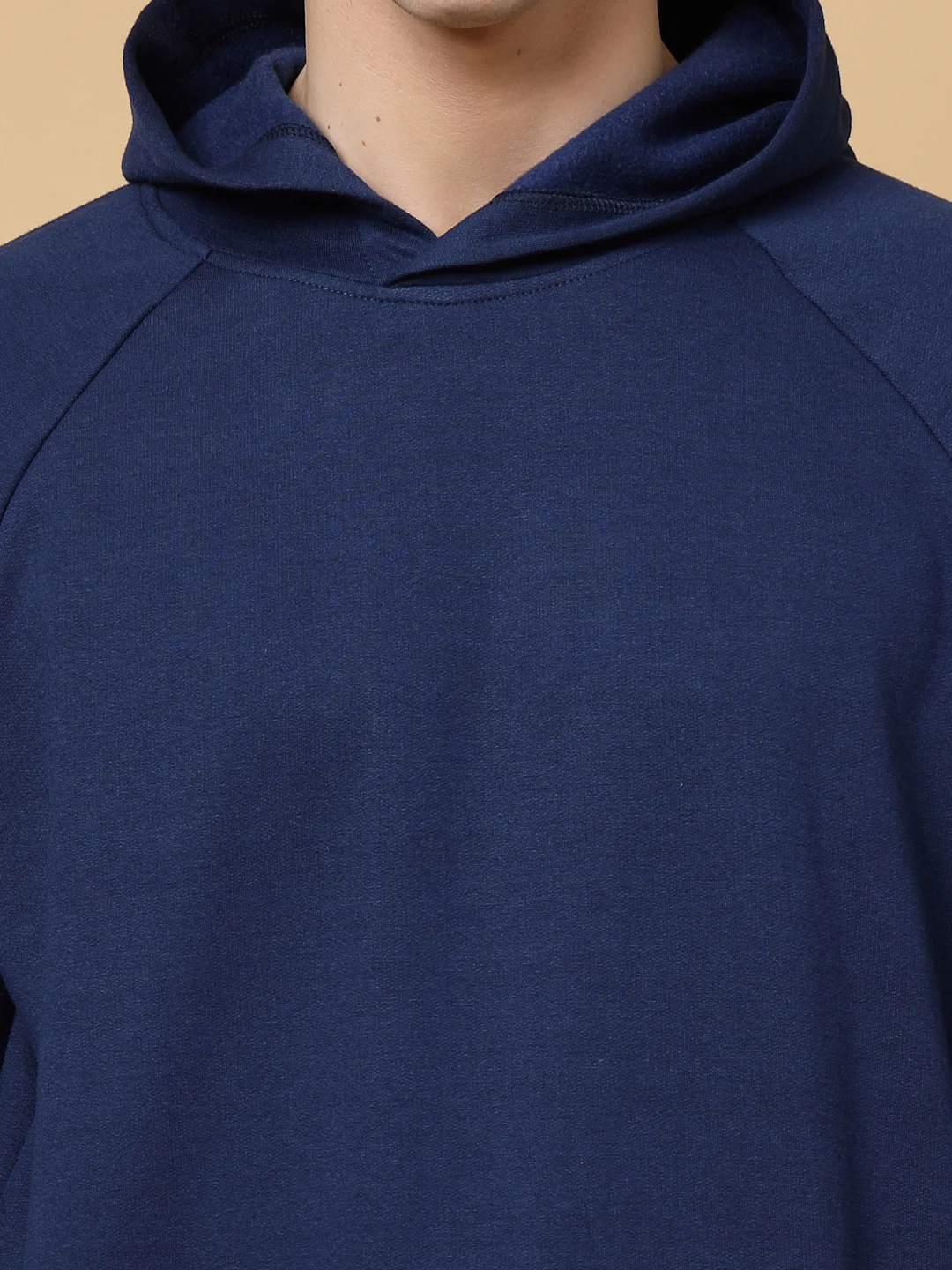 Men Ink Blue Oversized Solid Fleece Co-ords - Image 4