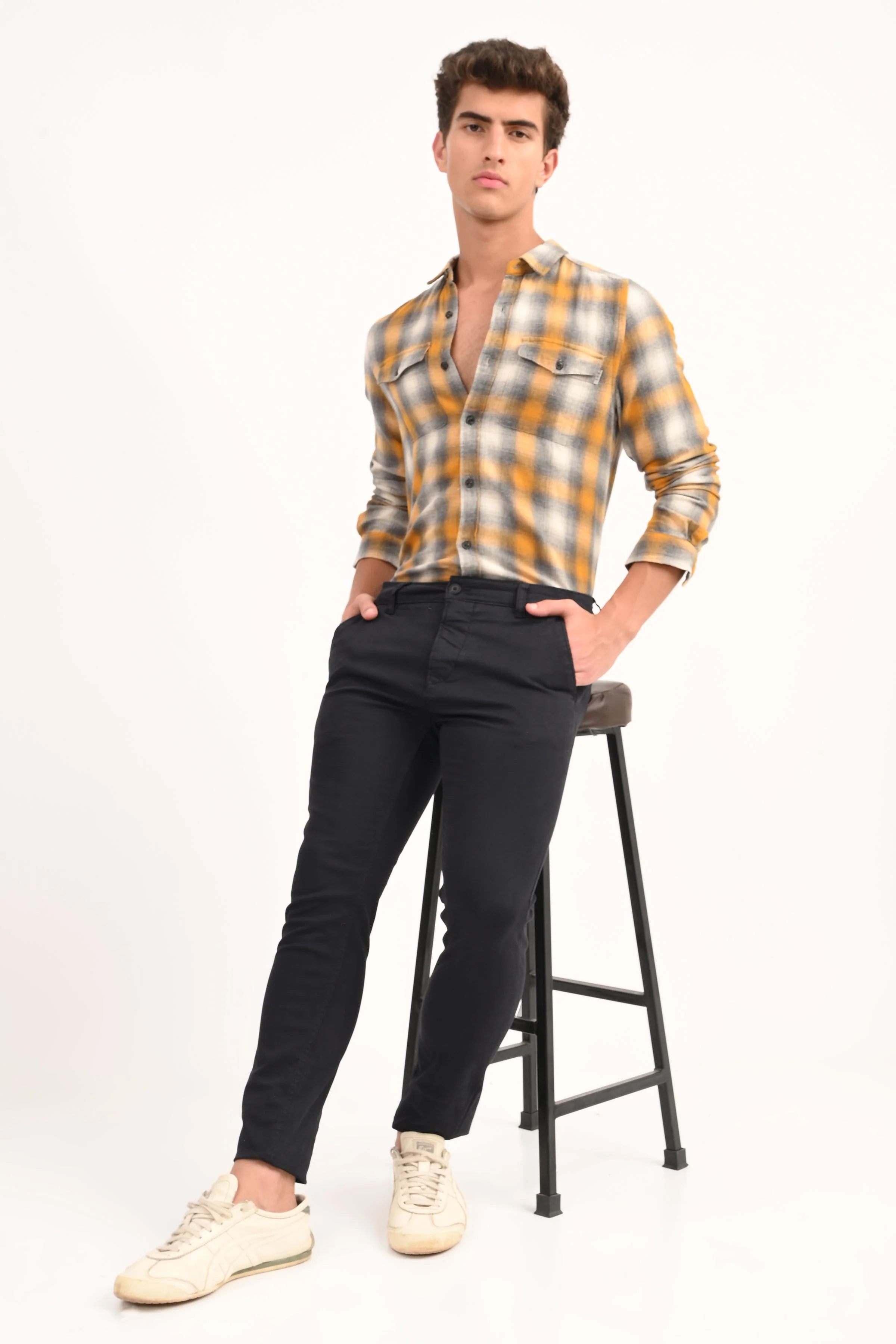 Men Leton Yellow Flannel Check Shirt - Image 2