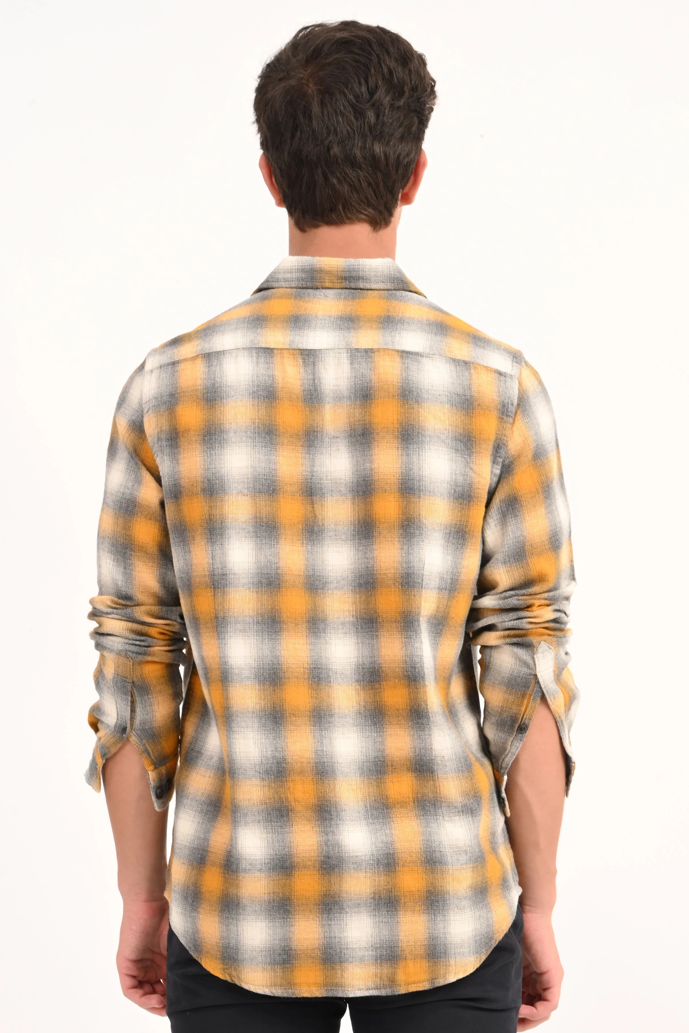 Men Leton Yellow Flannel Check Shirt - Image 4