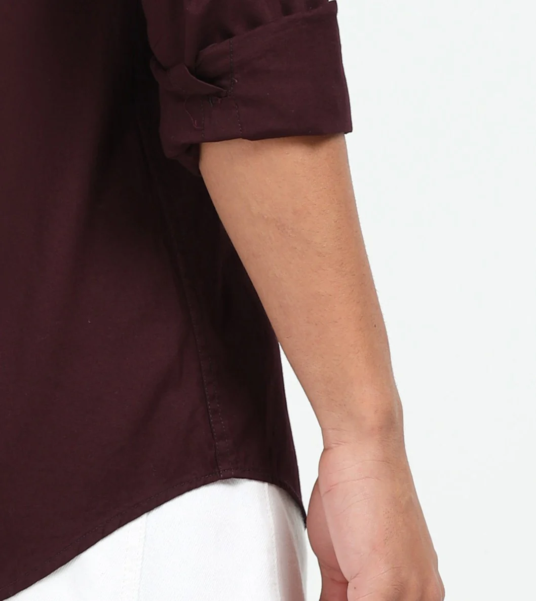 Men Maroon Twill Shirt Slim Fit - Image 7