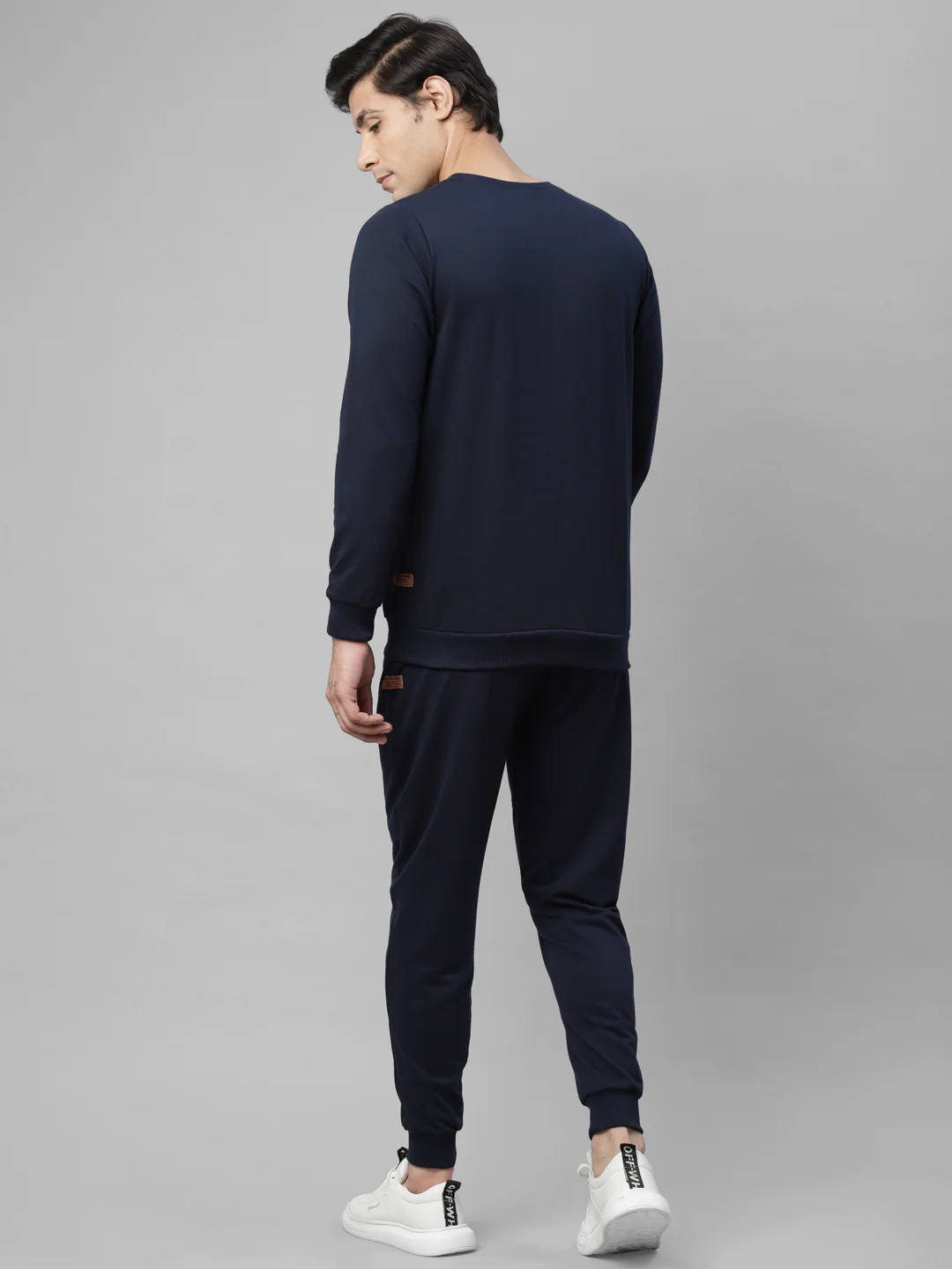 Men Navy Round Neck Terry Track Suit - Image 3