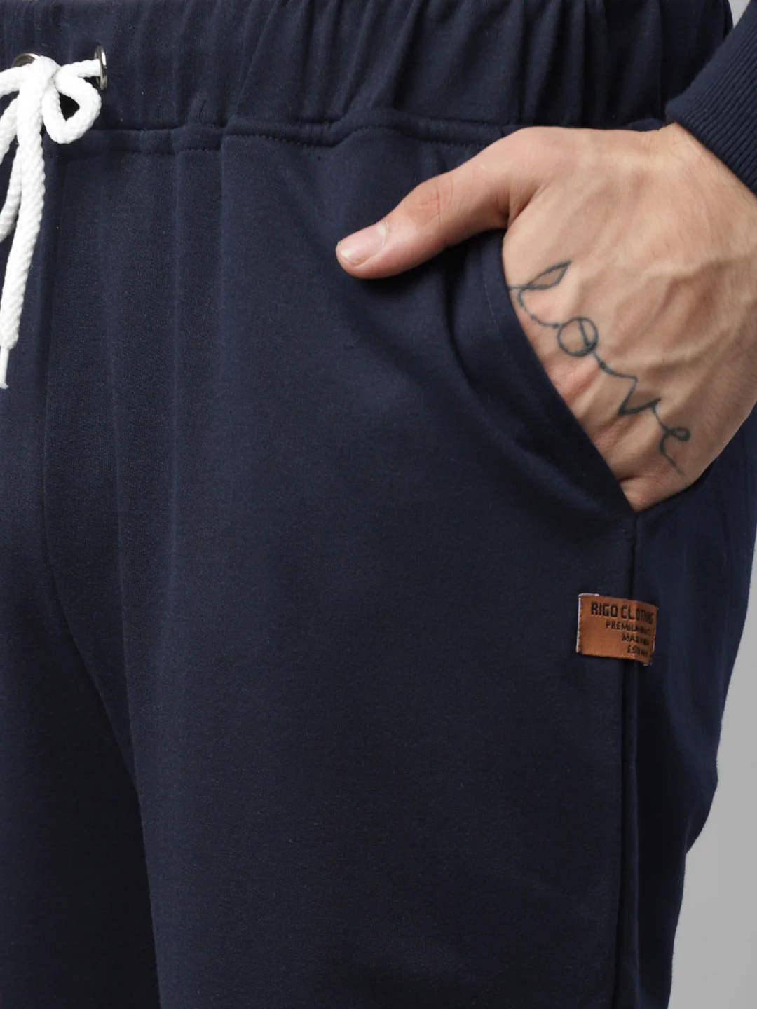 Men Navy Round Neck Terry Track Suit - Image 4