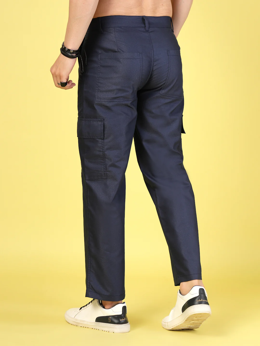 Men Navy Twill Solid Cargo - Image 2