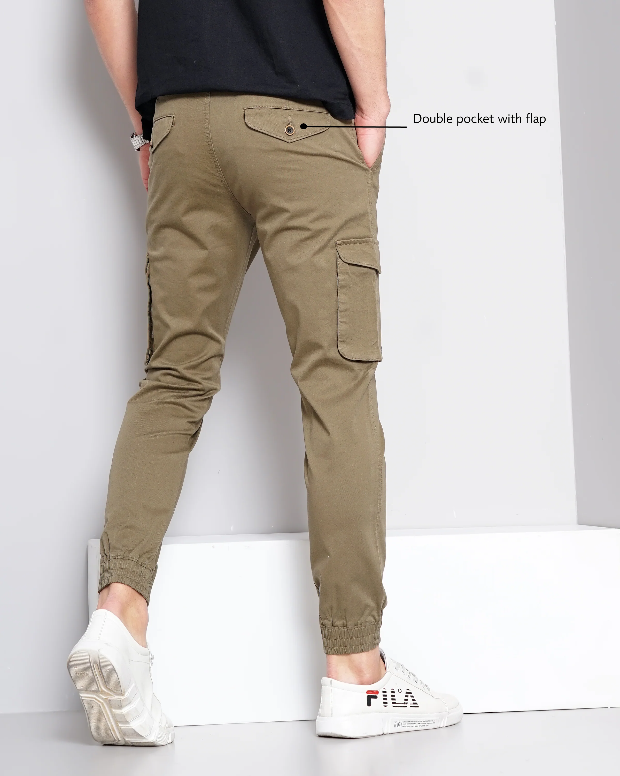 Men Olive Joggers - Image 3