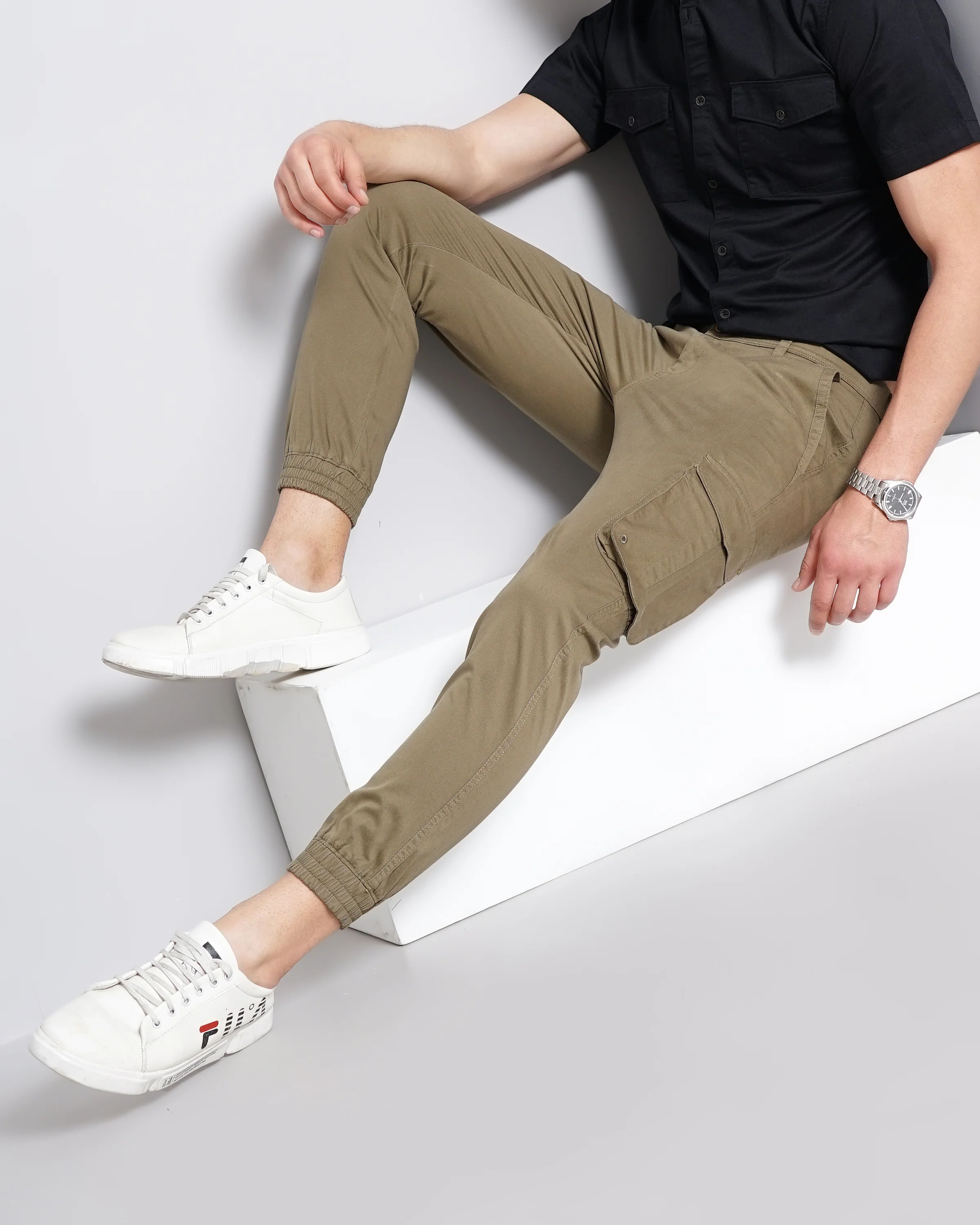 Men Olive Joggers - Image 4