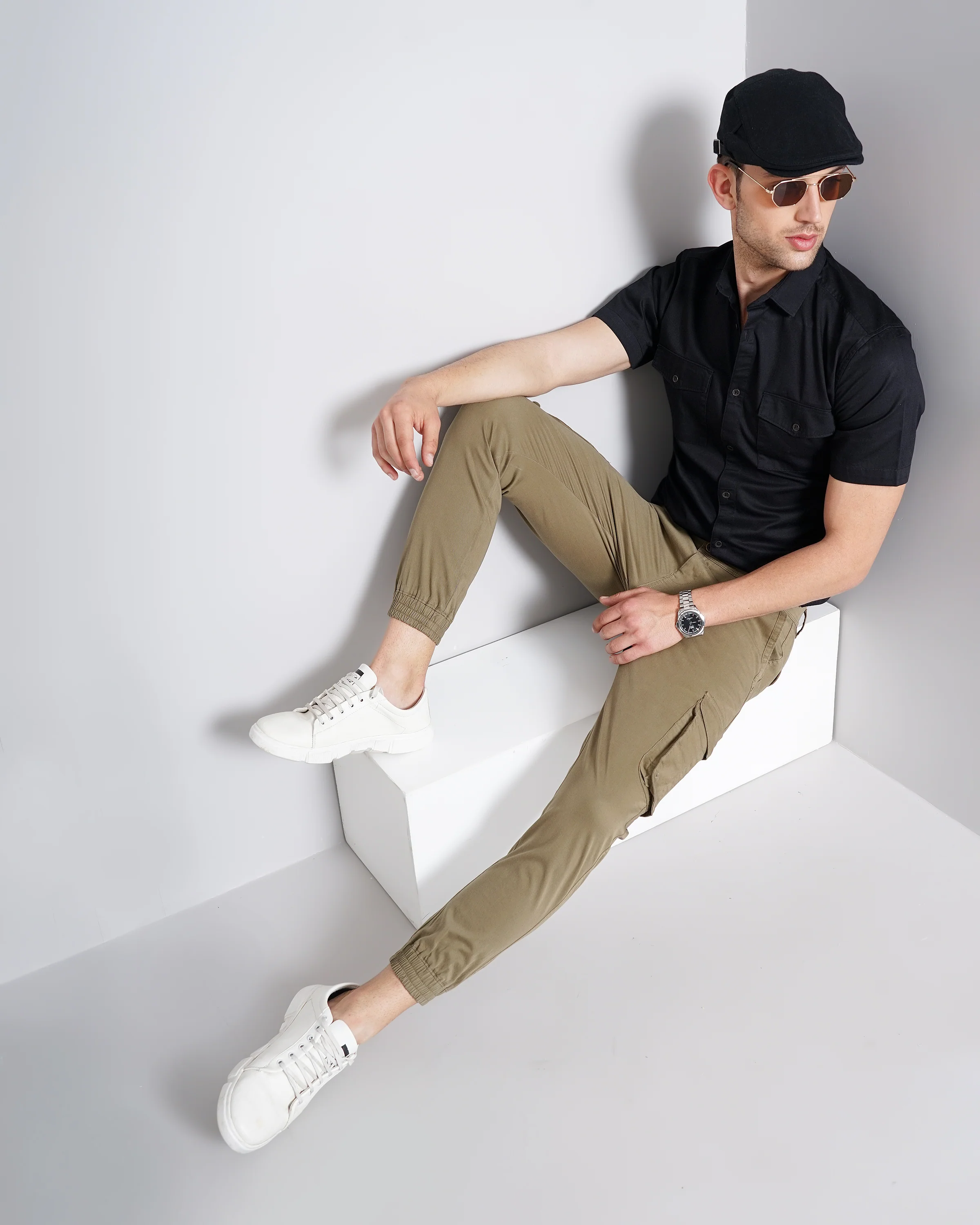 Men Olive Joggers - Image 5