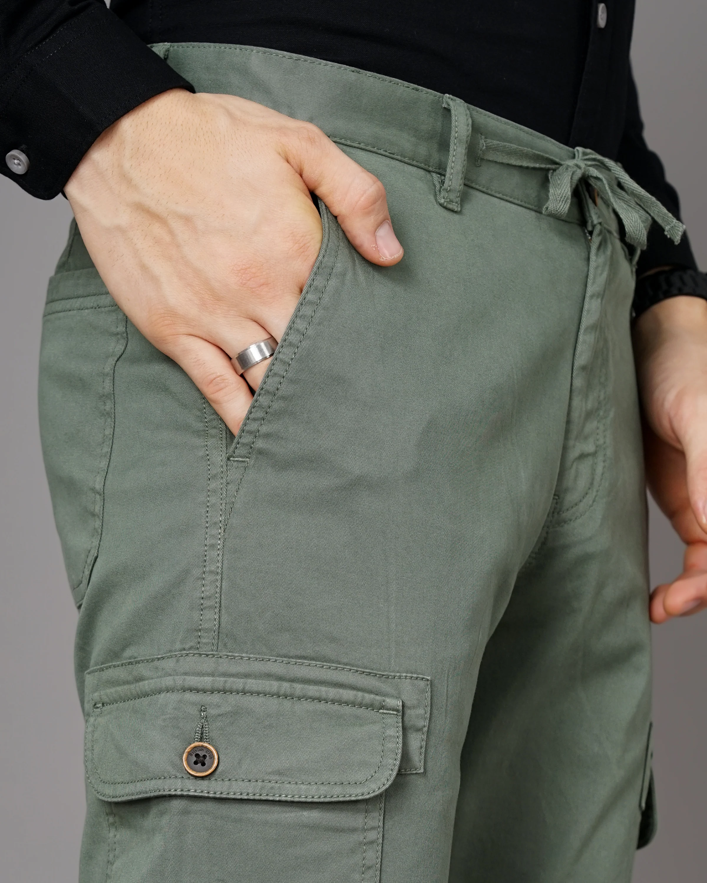 Men Olive Trousers - Image 4