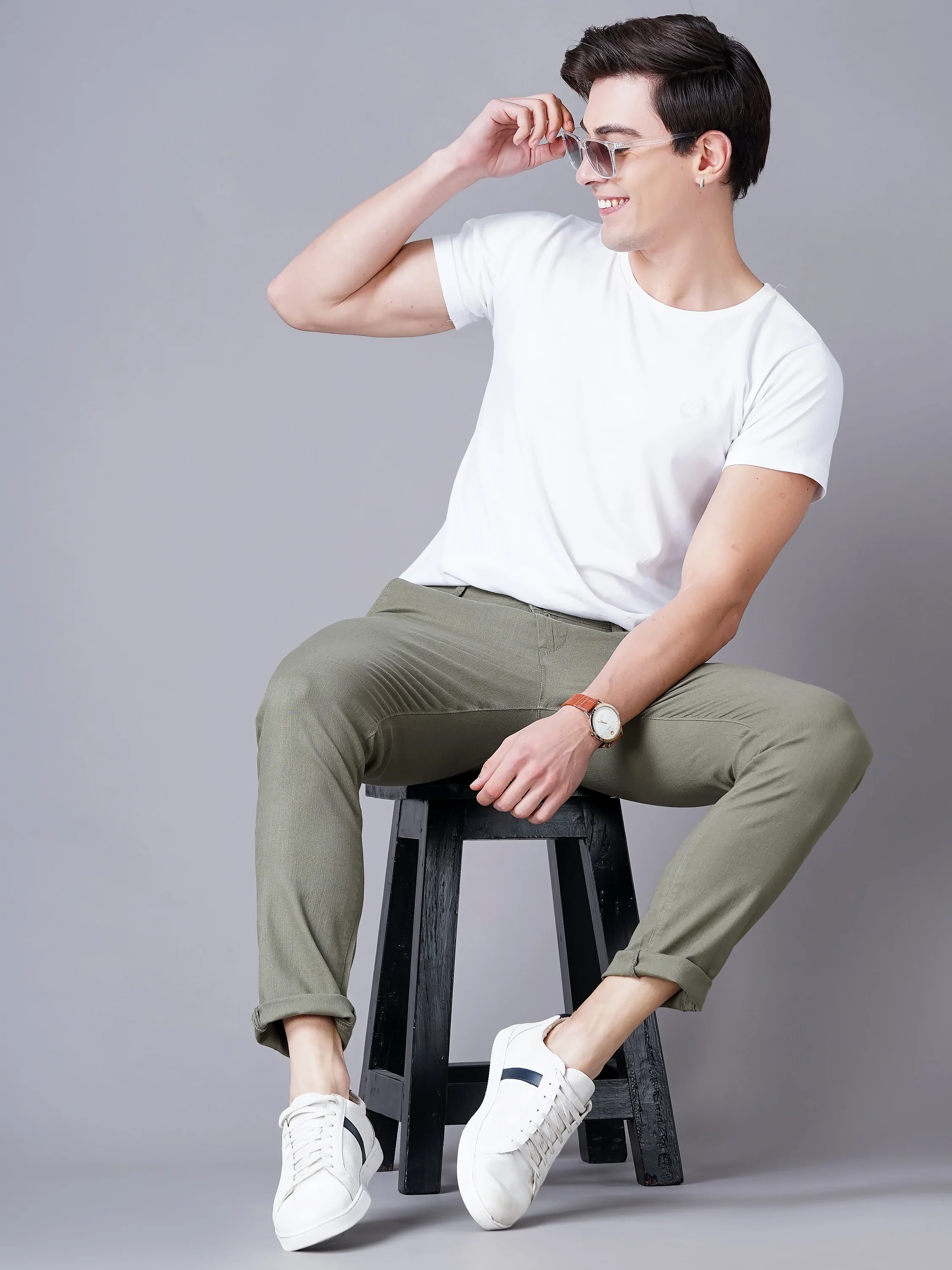 Men Olive Trousers - Image 3