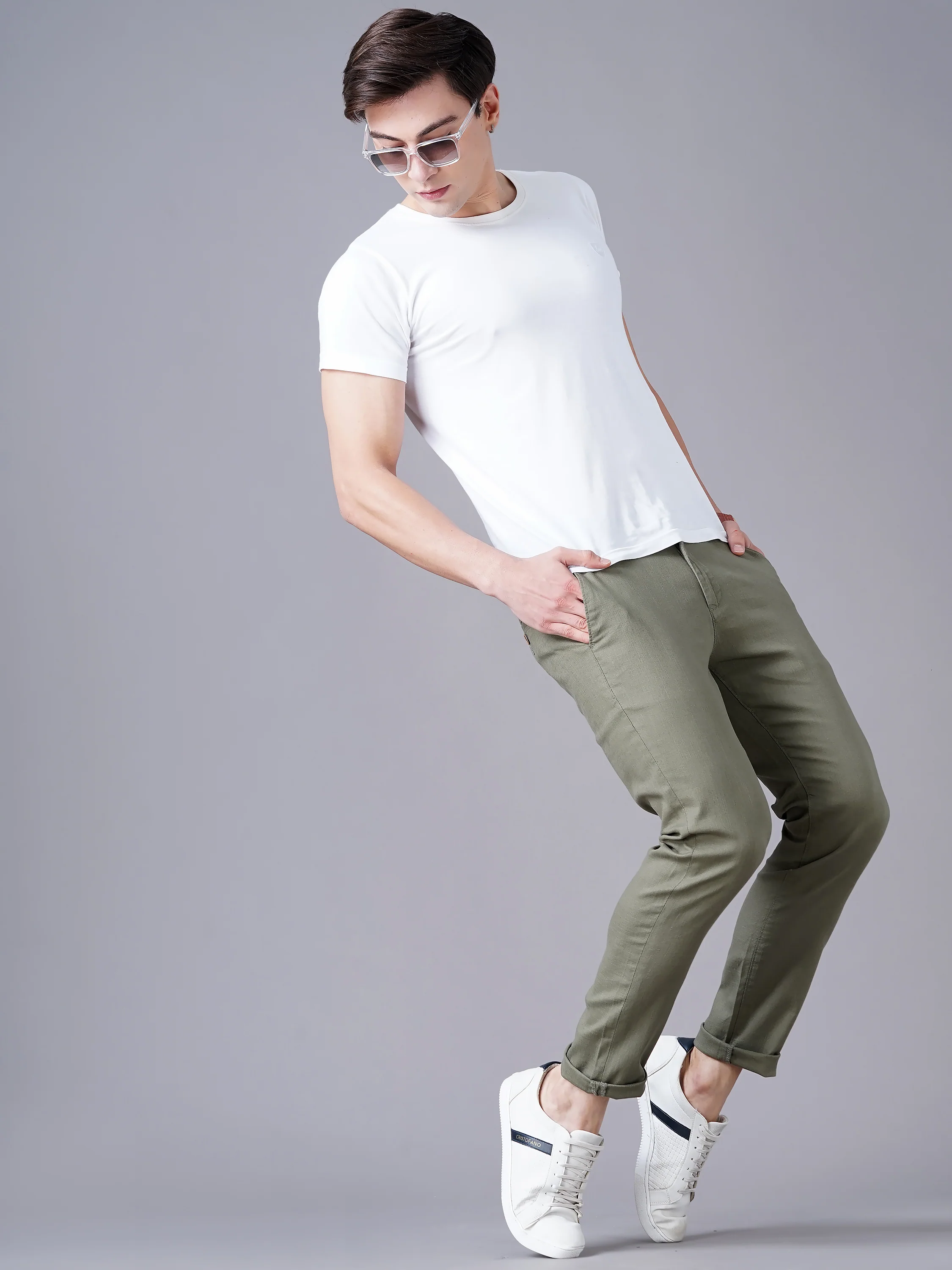 Men Olive Trousers - Image 4