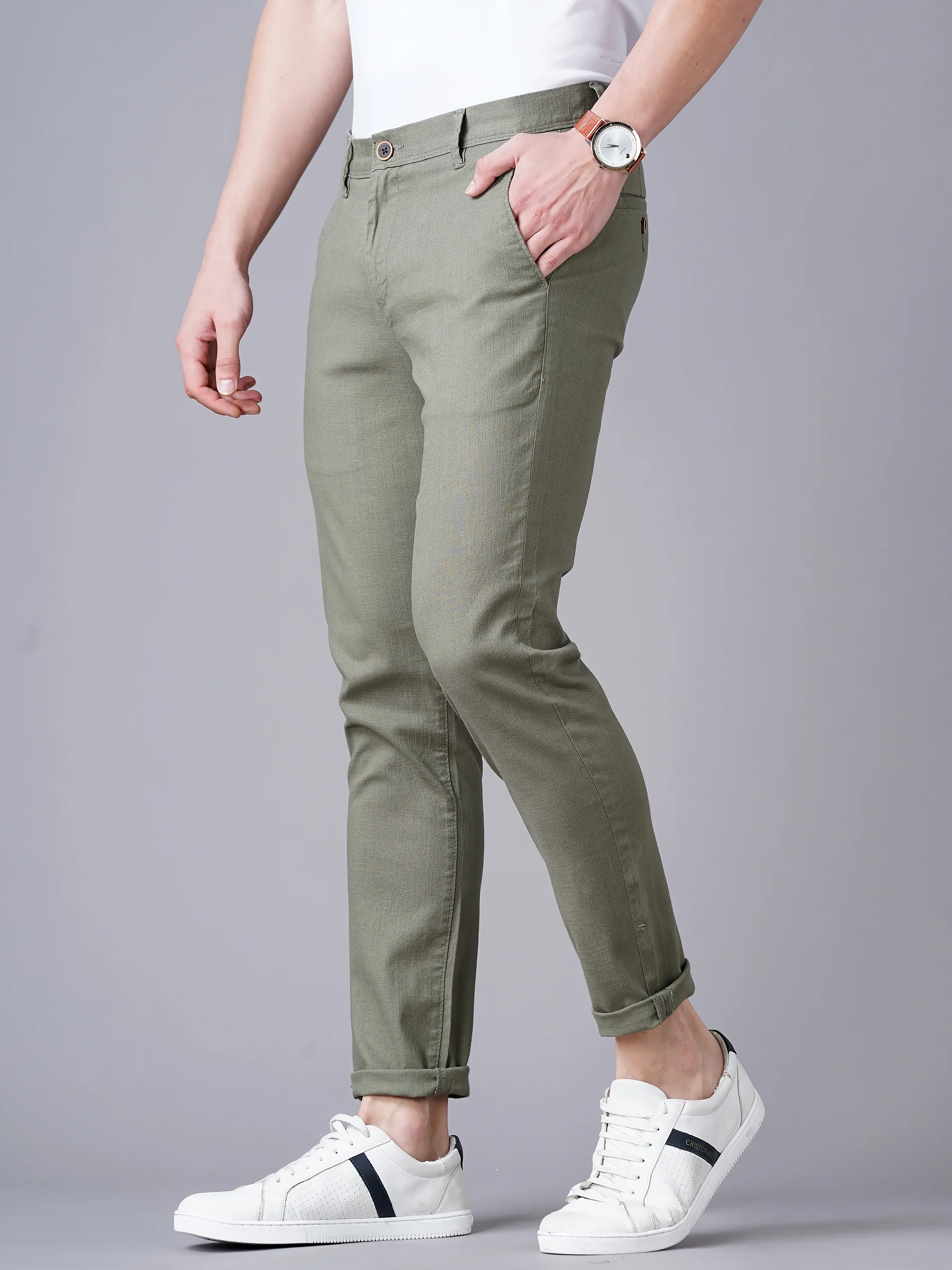 Men Olive Trousers - Image 5