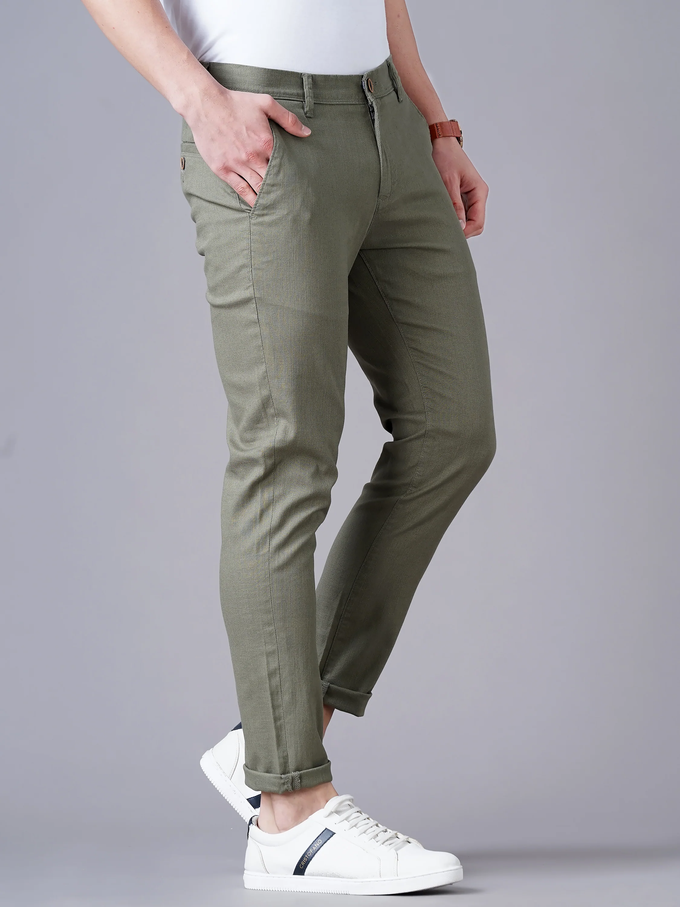 Men Olive Trousers - Image 6